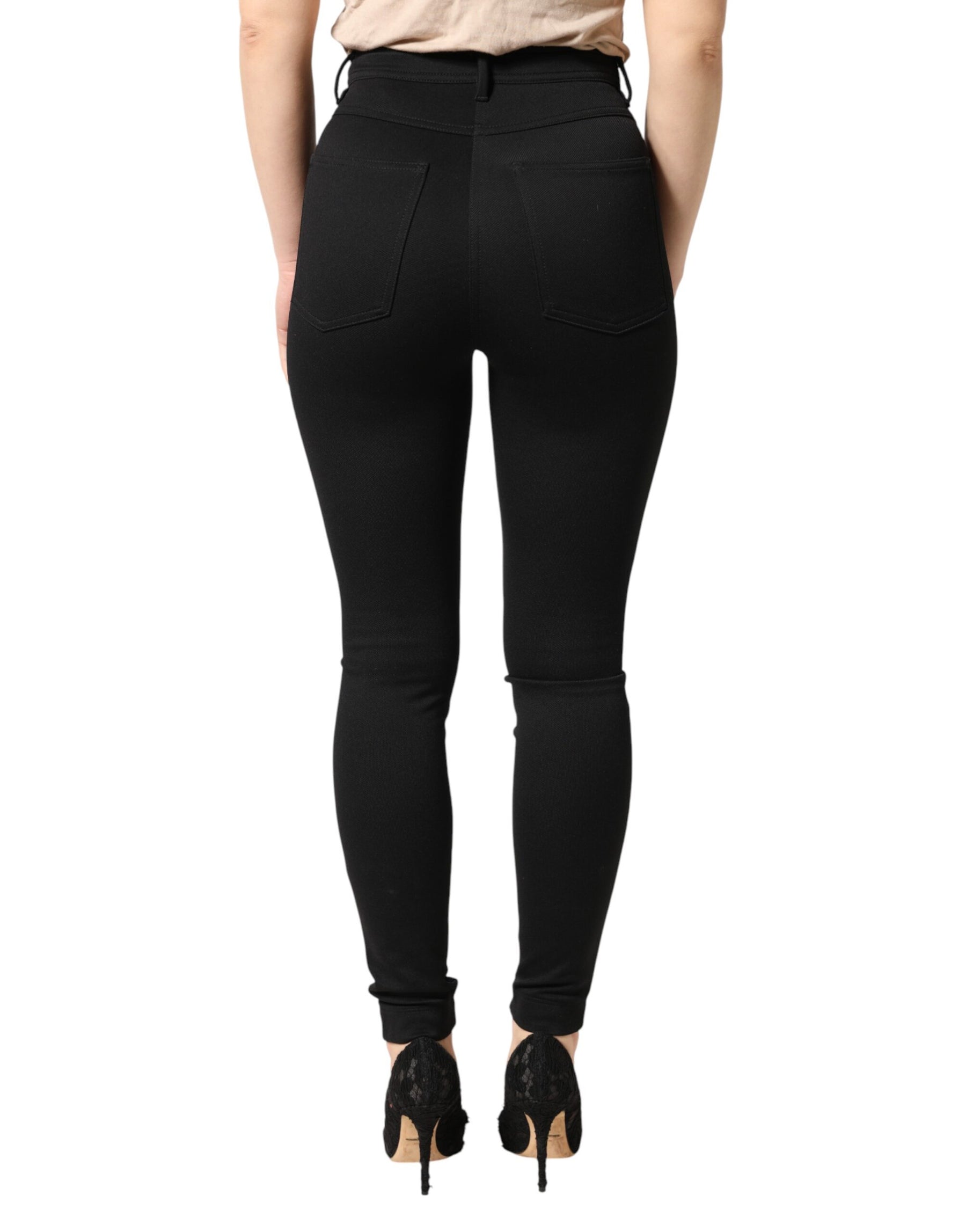 Dolce & Gabbana Black Nylon Stretch Skinny High Waist Pants | Regal Royce