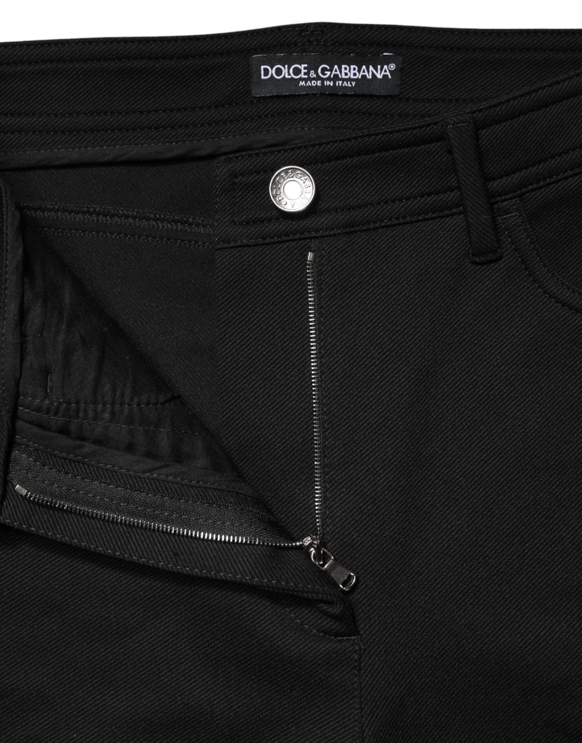 Dolce & Gabbana Black Nylon Stretch Skinny High Waist Pants | Regal Royce