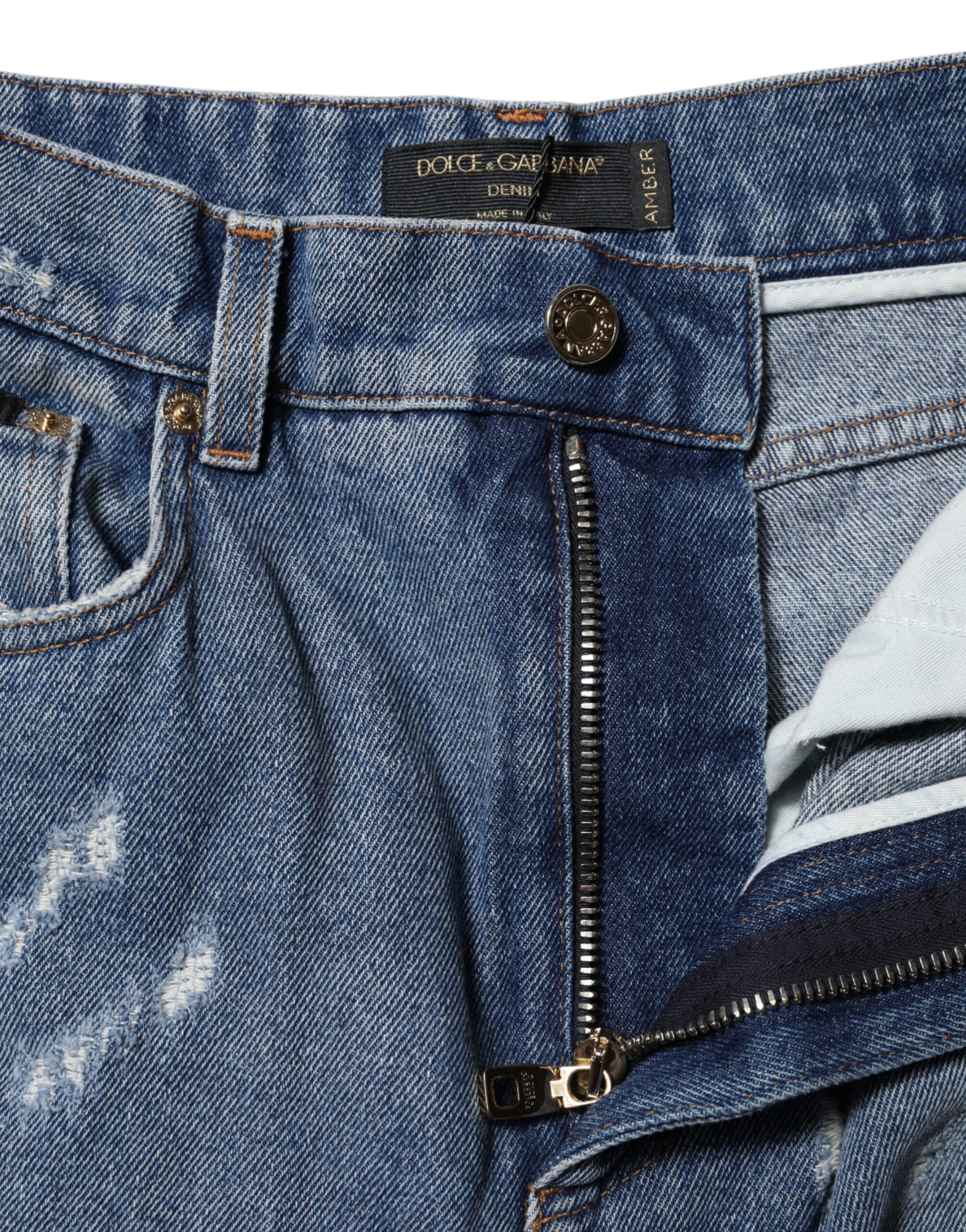 Dolce & Gabbana Blue Distressed Cotton AMBER Denim Jeans | Regal Royce