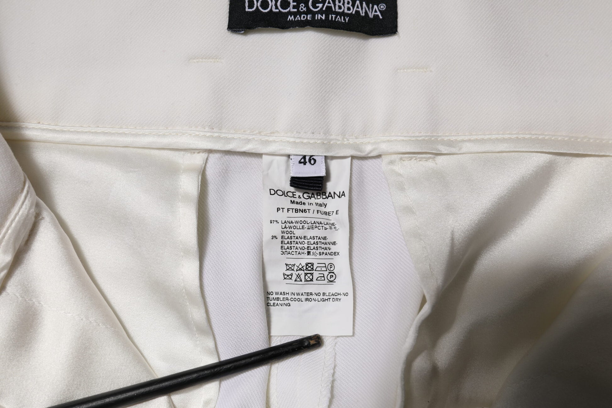Dolce & Gabbana White Wool High Waist Tapered Trouser Pants | Regal Royce