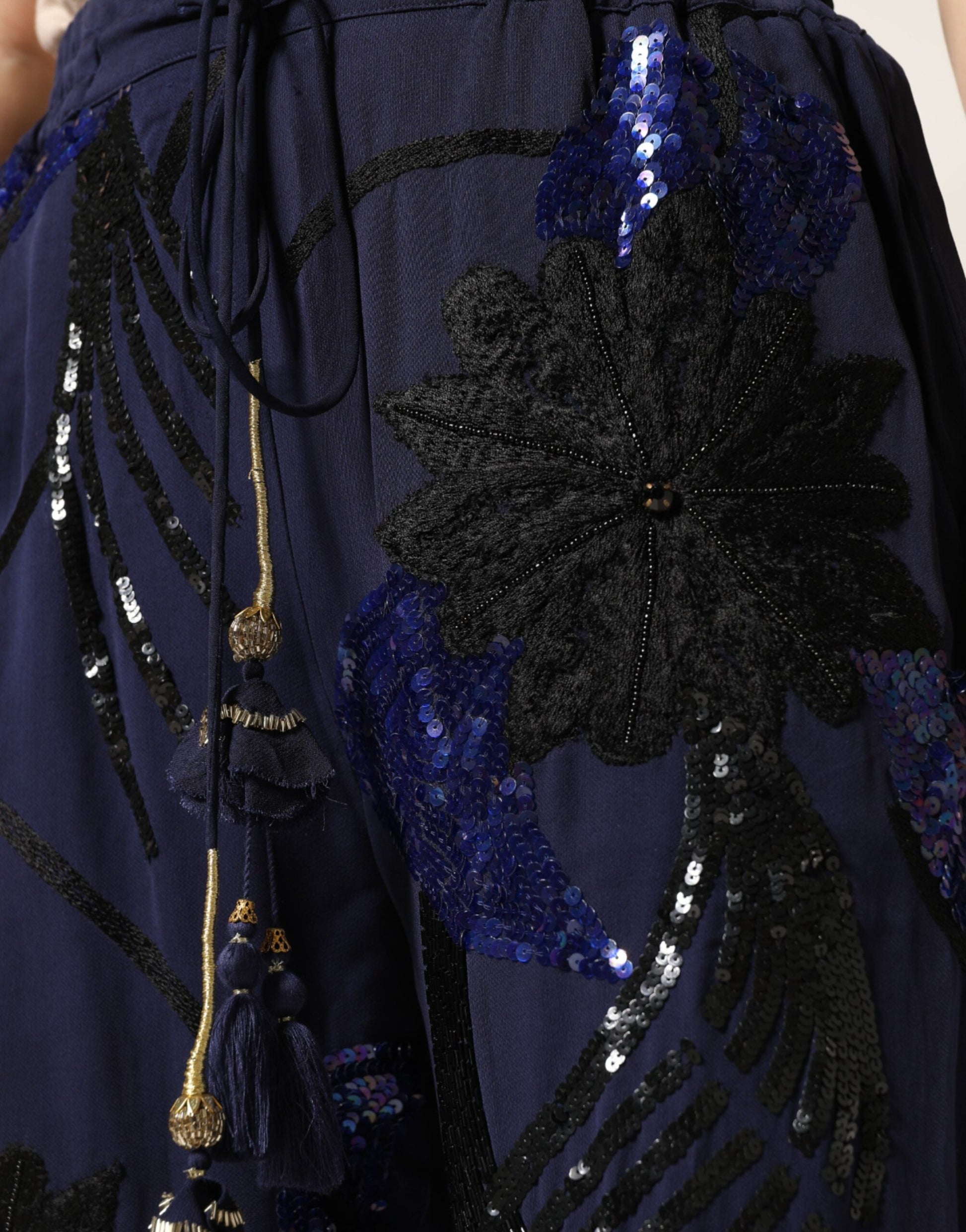 Christian Pellizzari Blue Sequined Tapered Trouser Pants | Regal Royce