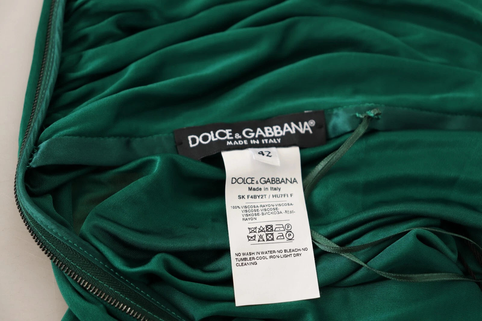 Dolce & Gabbana Dark Green High Waist Midi Skirt Pencil Cut Pleated | Regal Royce