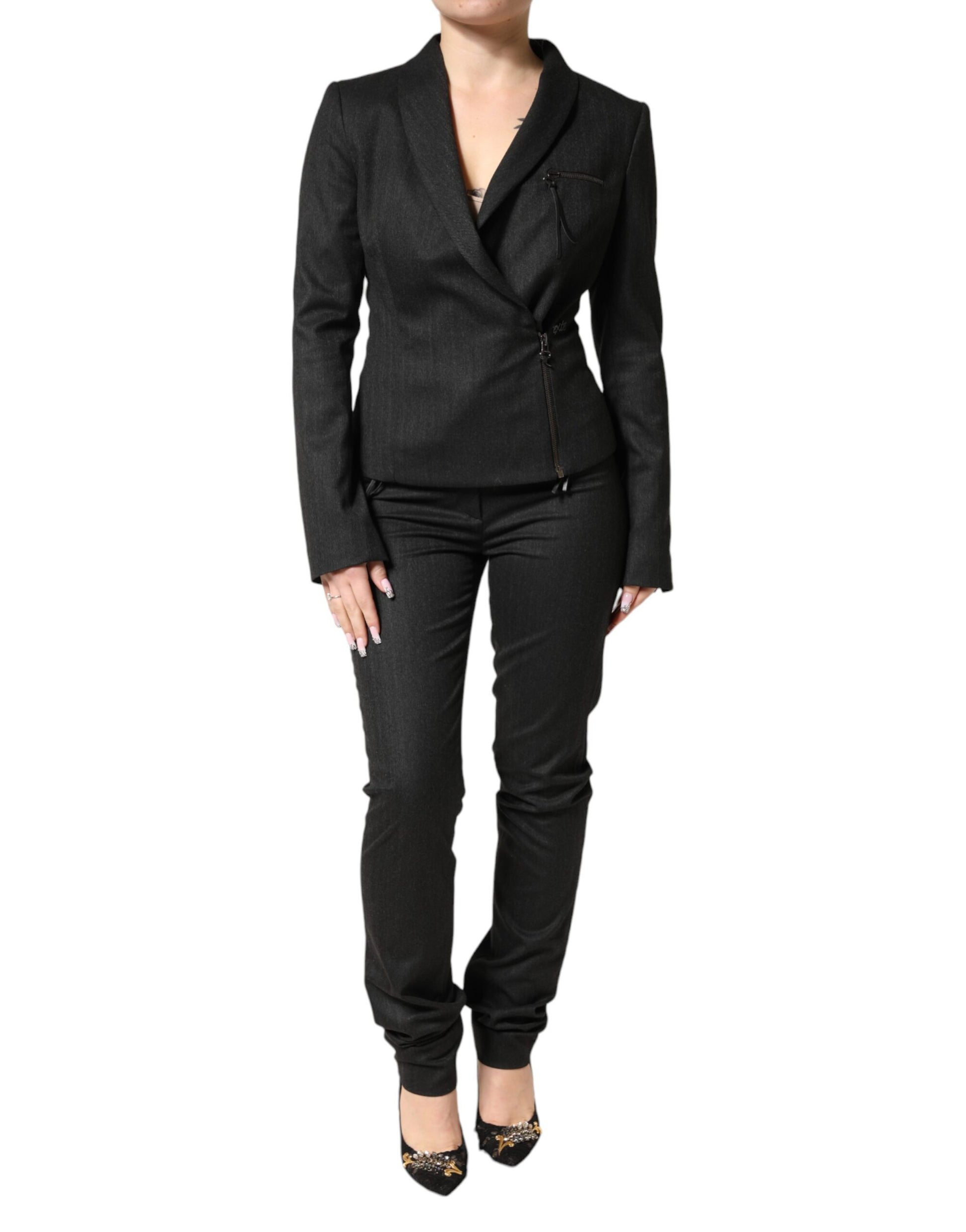 Exte Black Double Breasted Pants Blazer Jacket 2 Piece Suit | Regal Royce