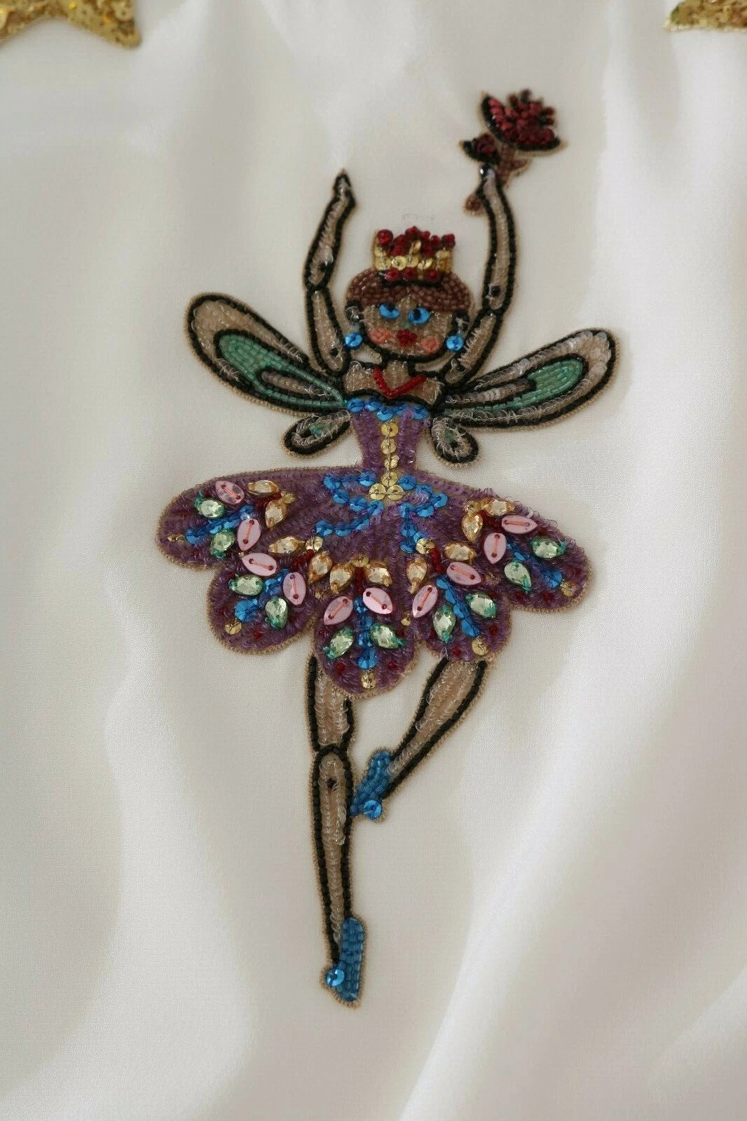 Dolce & Gabbana White Embellished Crystal Sequin Fairy  Top | Regal Royce