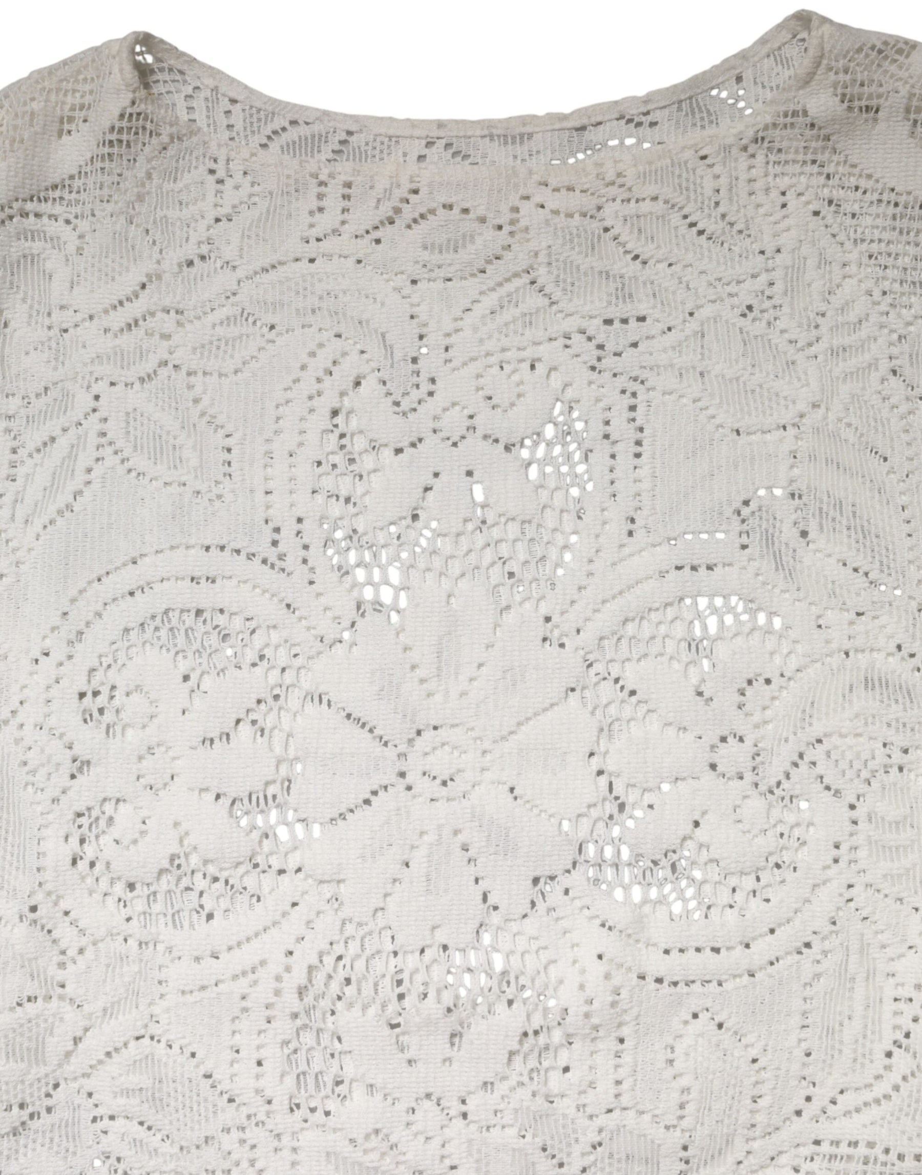 Dolce & Gabbana White Embroidery Lace Cotton Blouse Top | Regal Royce