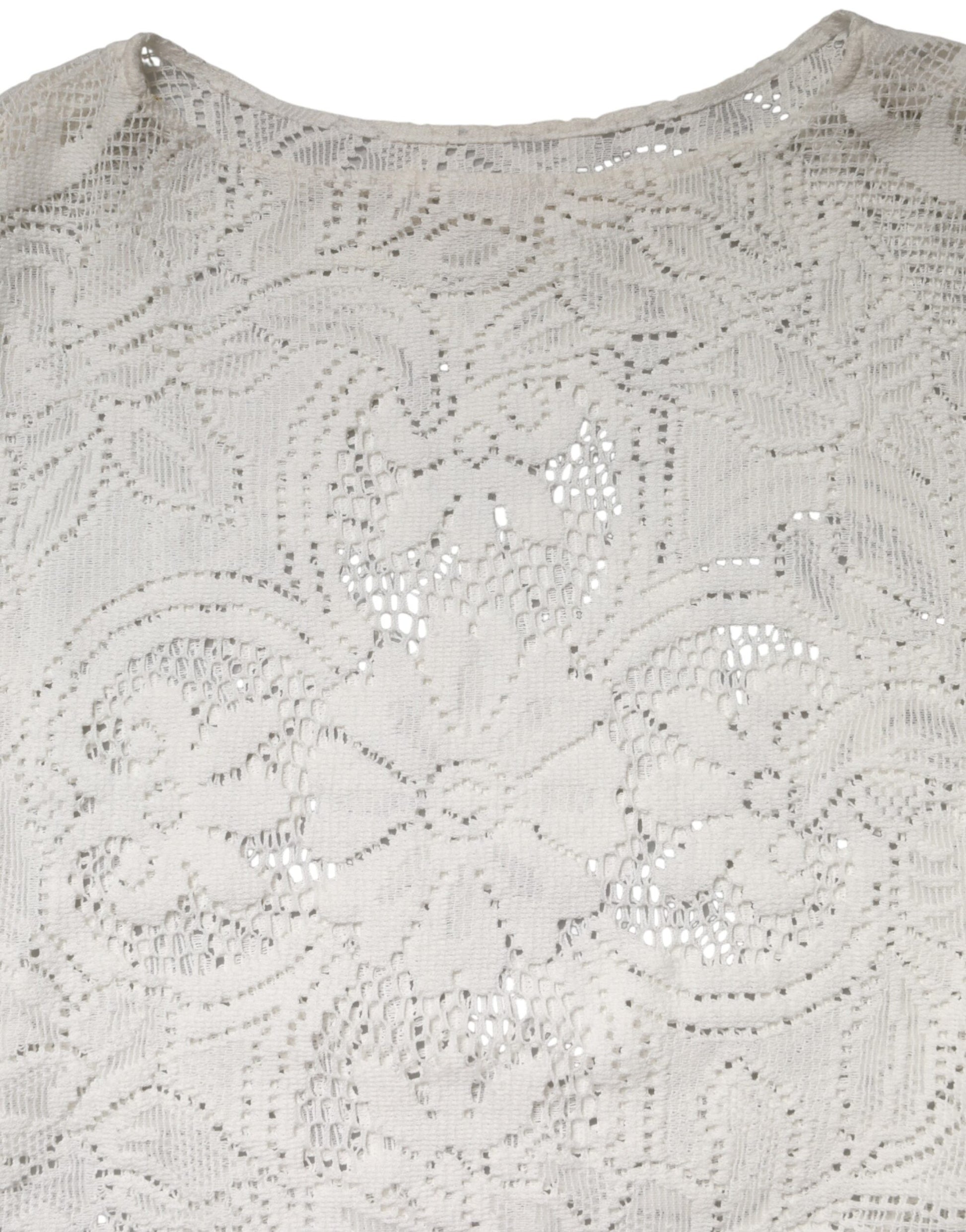 Dolce & Gabbana White Embroidery Lace Cotton Blouse Top | Regal Royce