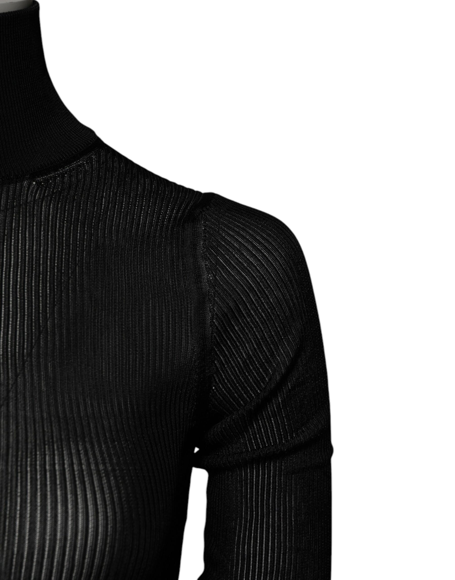 Dolce & Gabbana Black Viscose Turtle Neck Pullover Top | Regal Royce