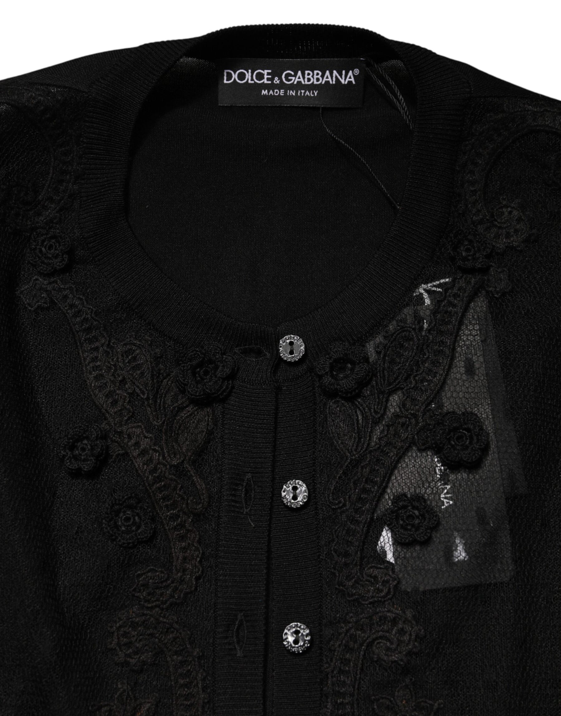 Dolce & Gabbana Black Sheer Button Down Cardigan Sweater | Regal Royce