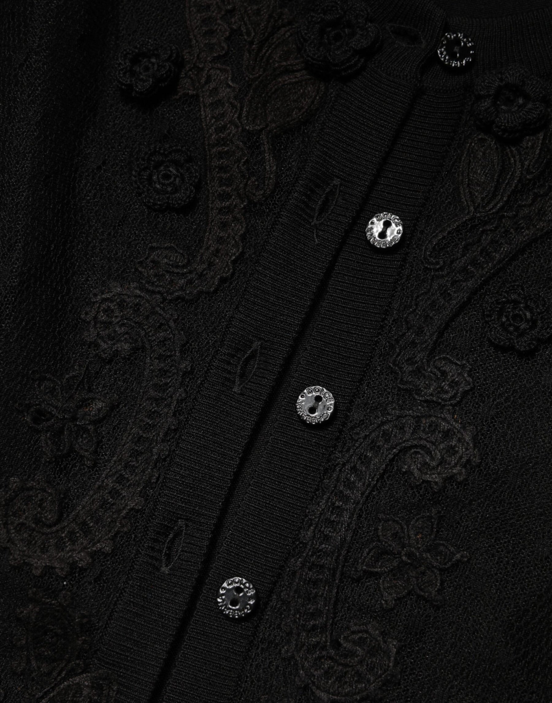 Dolce & Gabbana Black Sheer Button Down Cardigan Sweater | Regal Royce