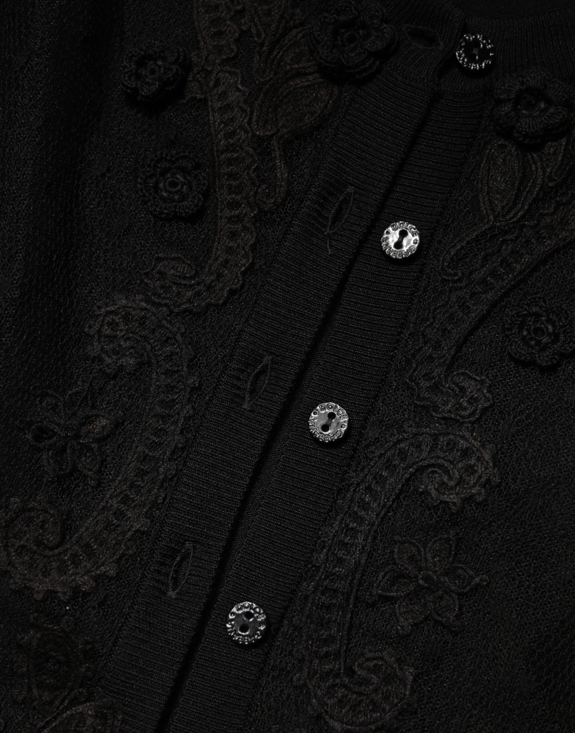 Dolce & Gabbana Black Sheer Button Down Cardigan Sweater | Regal Royce