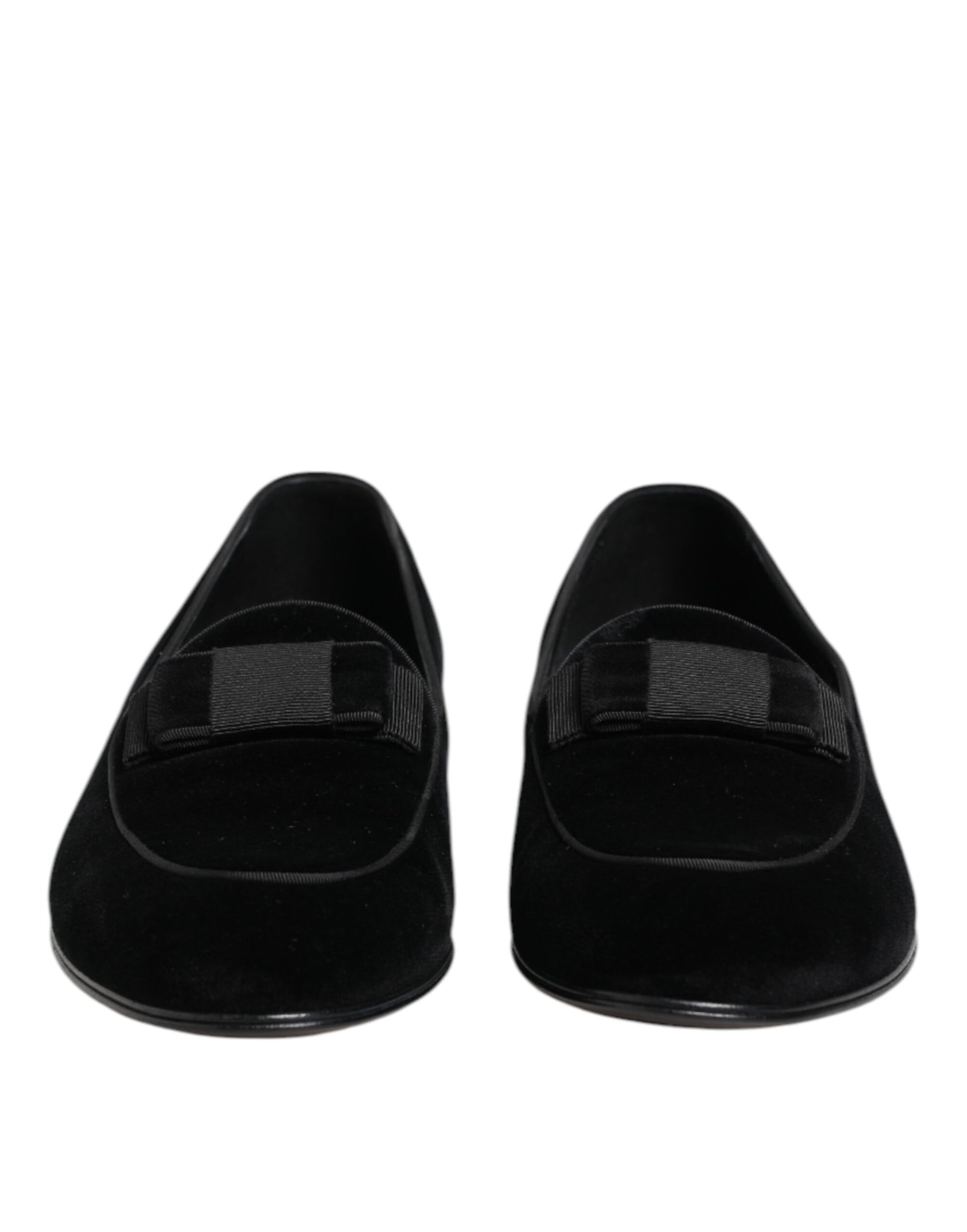 Dolce & Gabbana Black Velvet Slip On Loafers Formal Men Shoes | Regal Royce