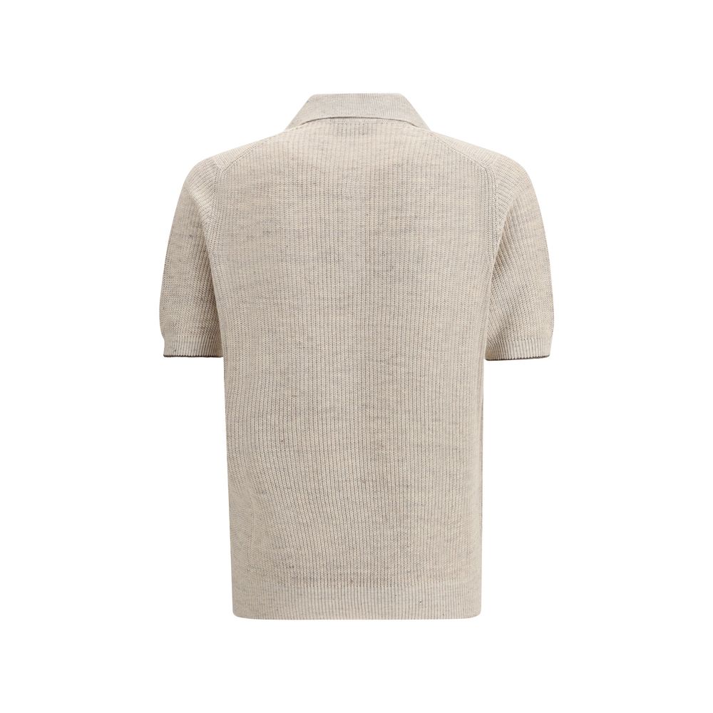 Brunello Cucinelli Beige Cotton Polo Shirt | Regal Royce