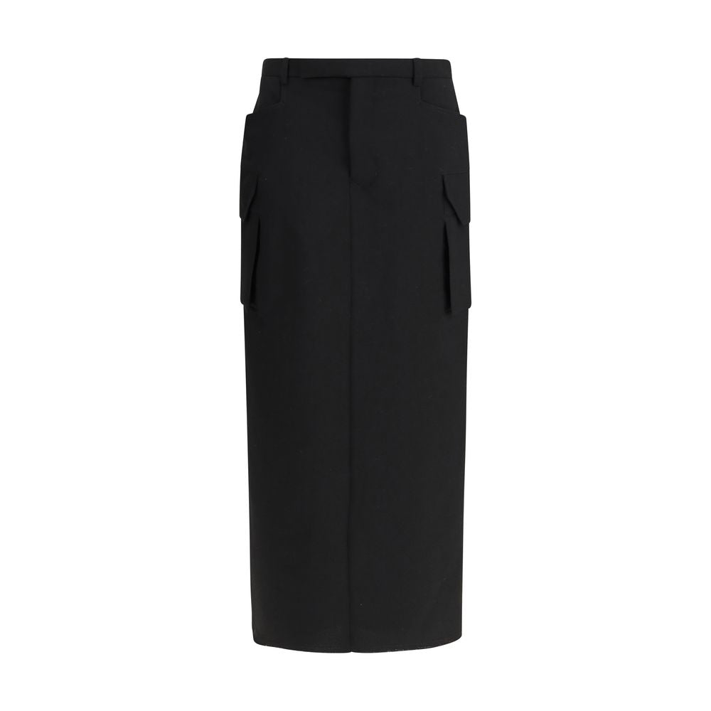 Rick Owens Black Fleece Wool Midi Skirt | Regal Royce