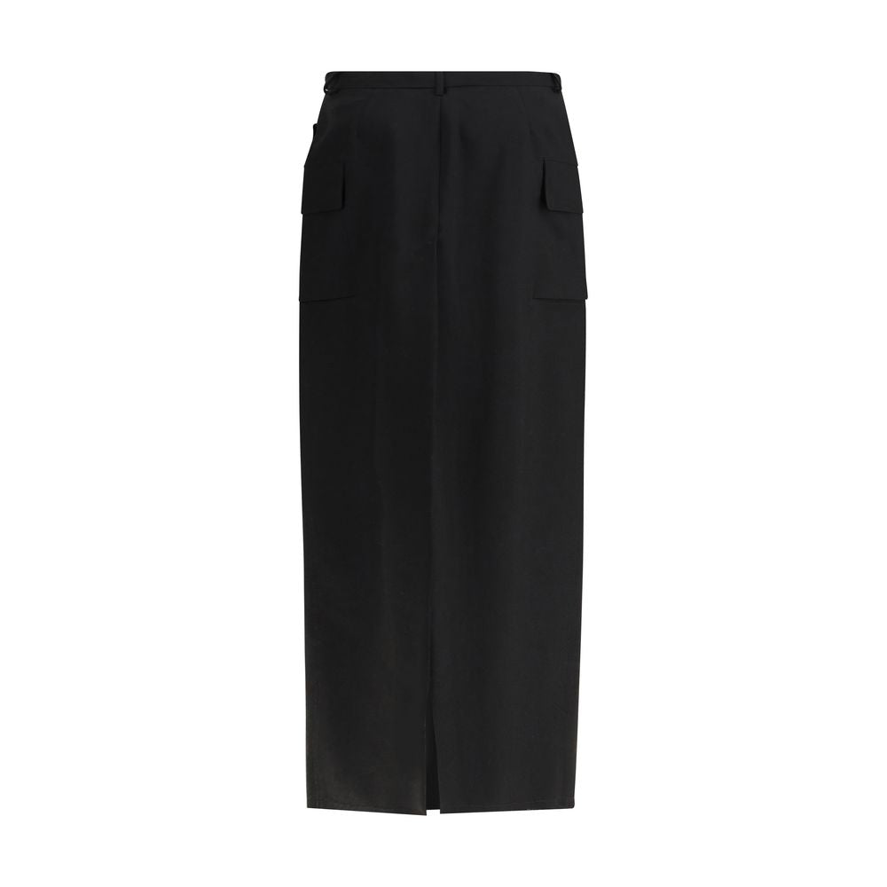 Rick Owens Black Fleece Wool Midi Skirt | Regal Royce