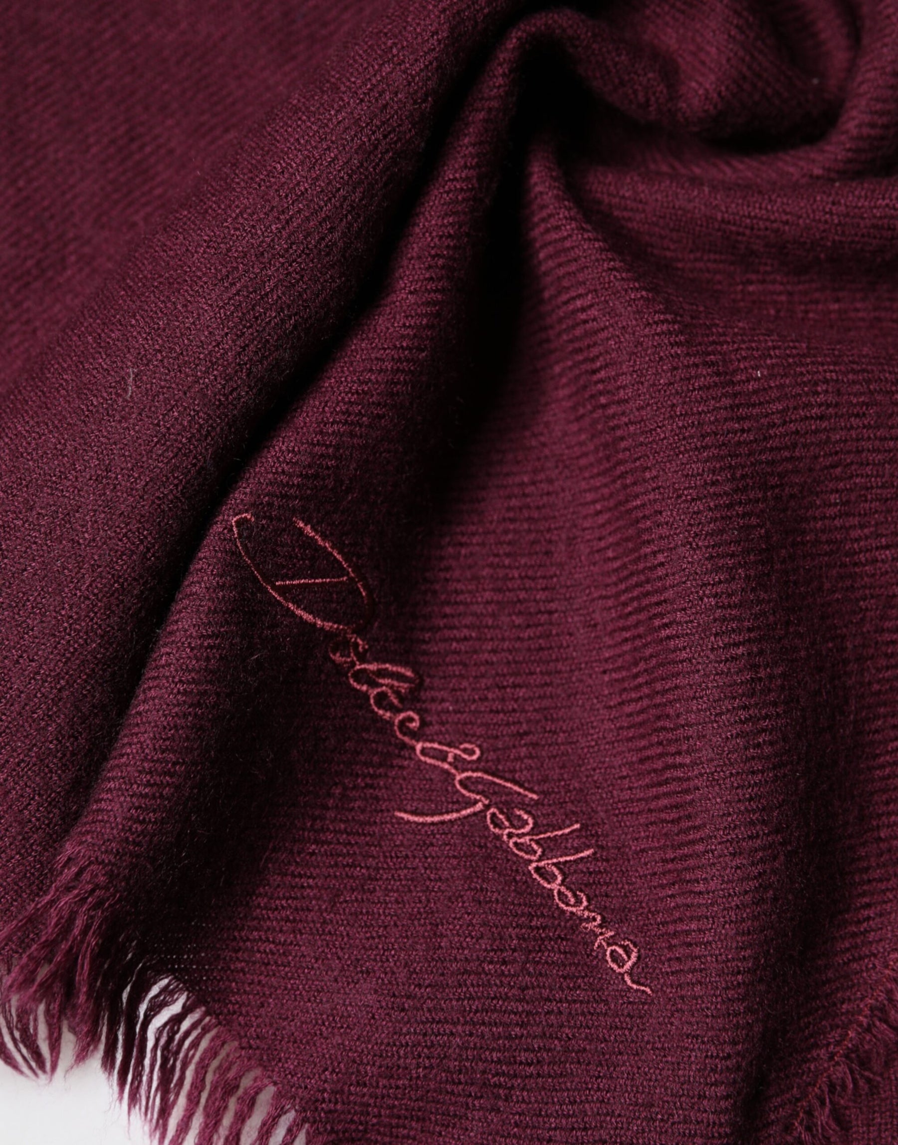 Dolce & Gabbana Maroon Cashmere Fringes Neck Wrap Shawl Scarf | Regal Royce