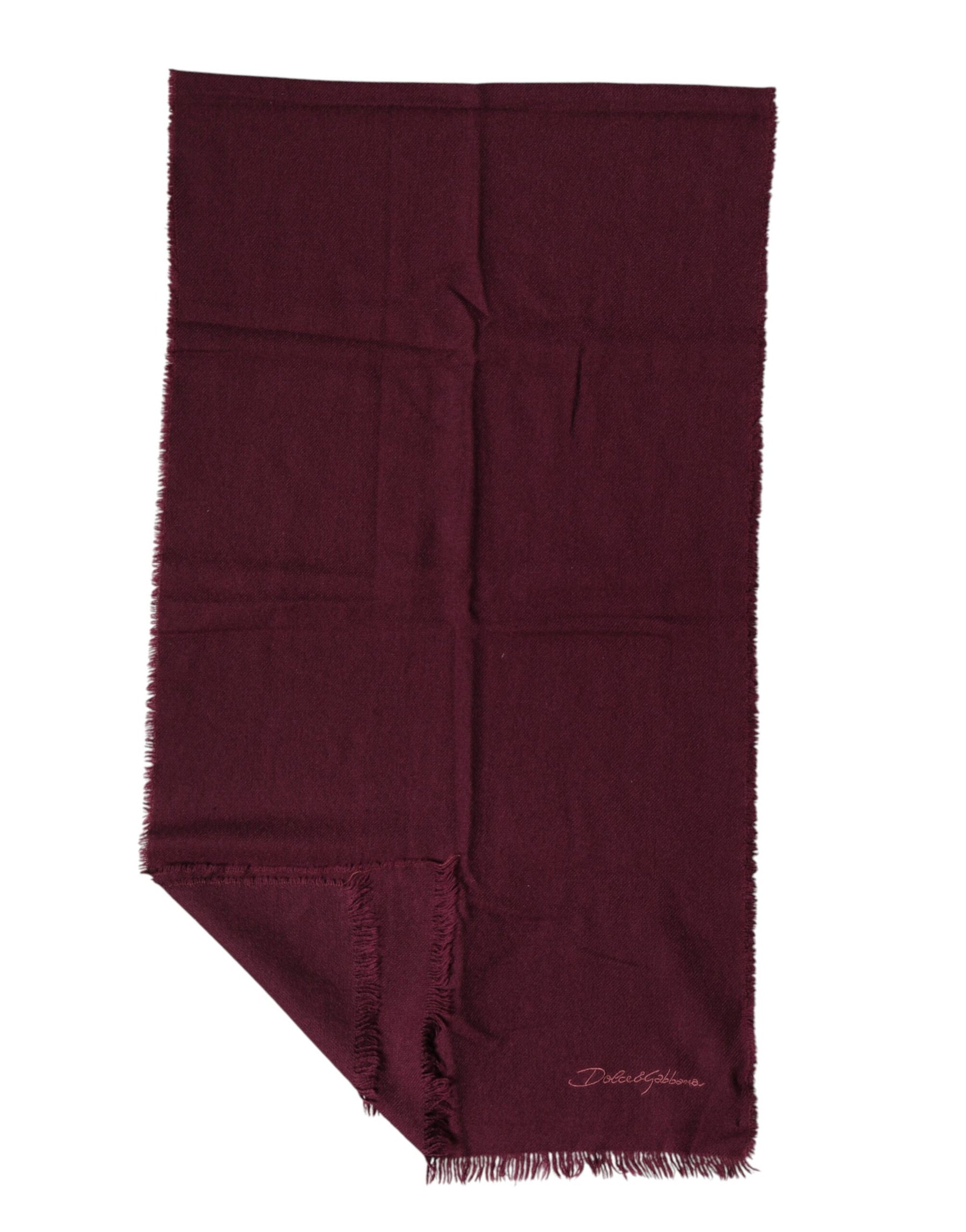 Dolce & Gabbana Maroon Cashmere Fringes Neck Wrap Shawl Scarf | Regal Royce