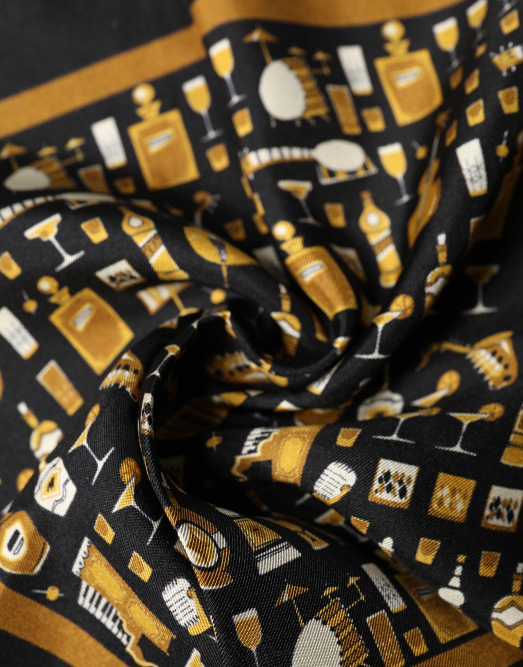 Dolce & Gabbana Black Jazz Club Square Handkerchief Scarf | Regal Royce