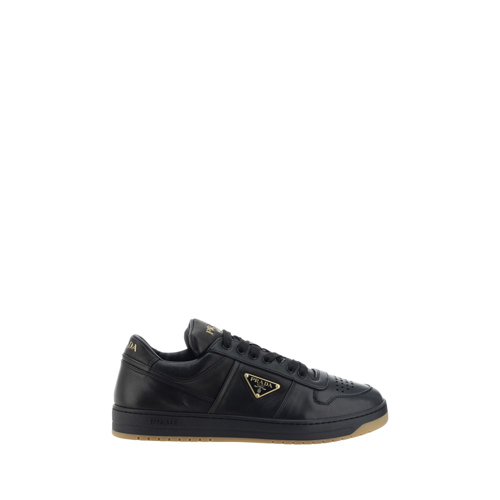 Prada Black Calf Leather Bos Taurus Low Top Sneakers | Regal Royce