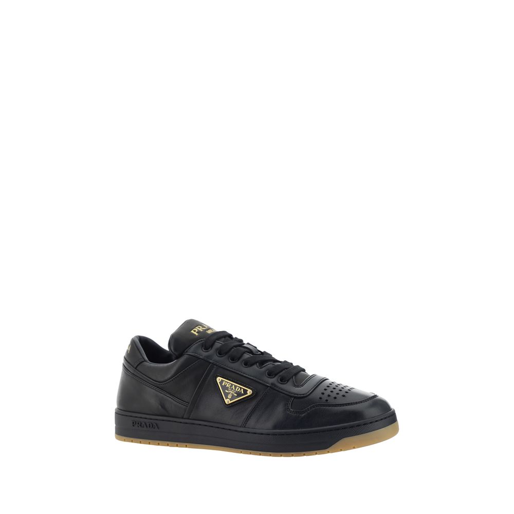 Prada Black Calf Leather Bos Taurus Low Top Sneakers | Regal Royce