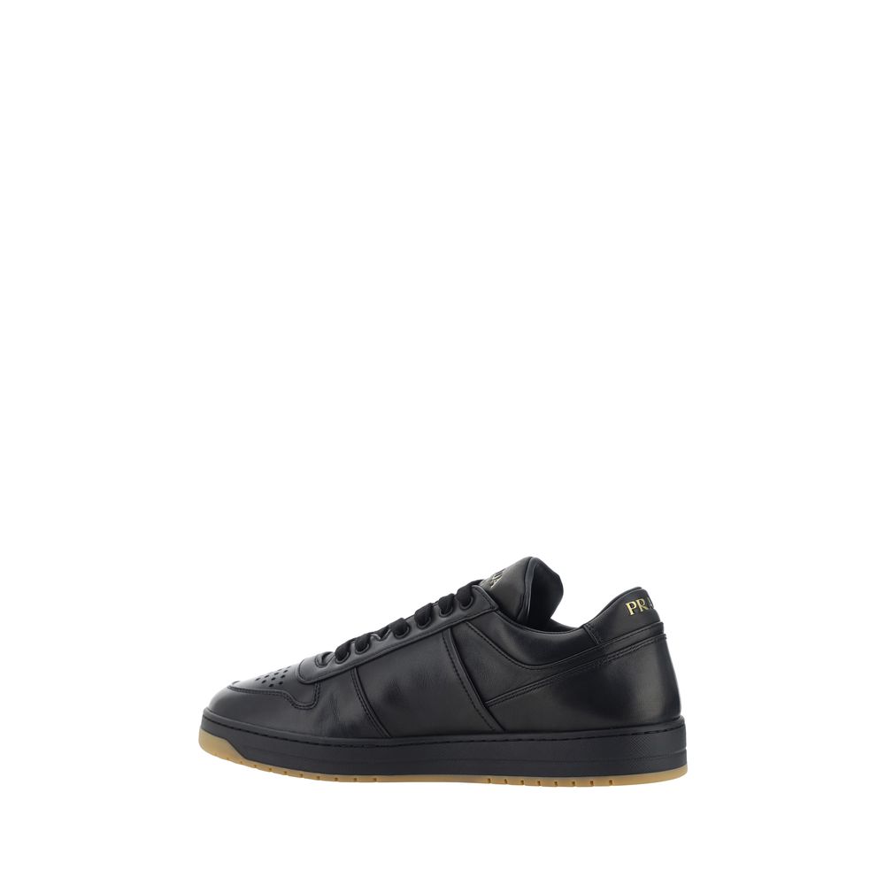 Prada Black Calf Leather Bos Taurus Low Top Sneakers | Regal Royce