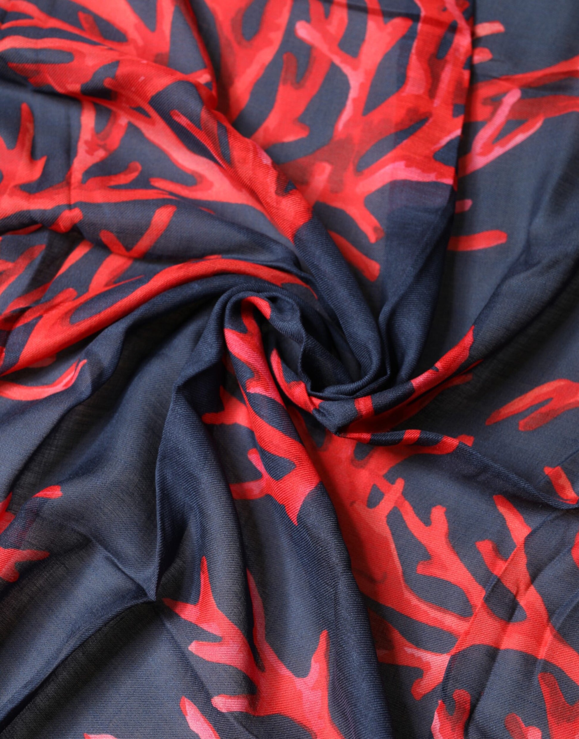 Dolce & Gabbana Blue Red Coral Print Square Foulard Men Scarf | Regal Royce