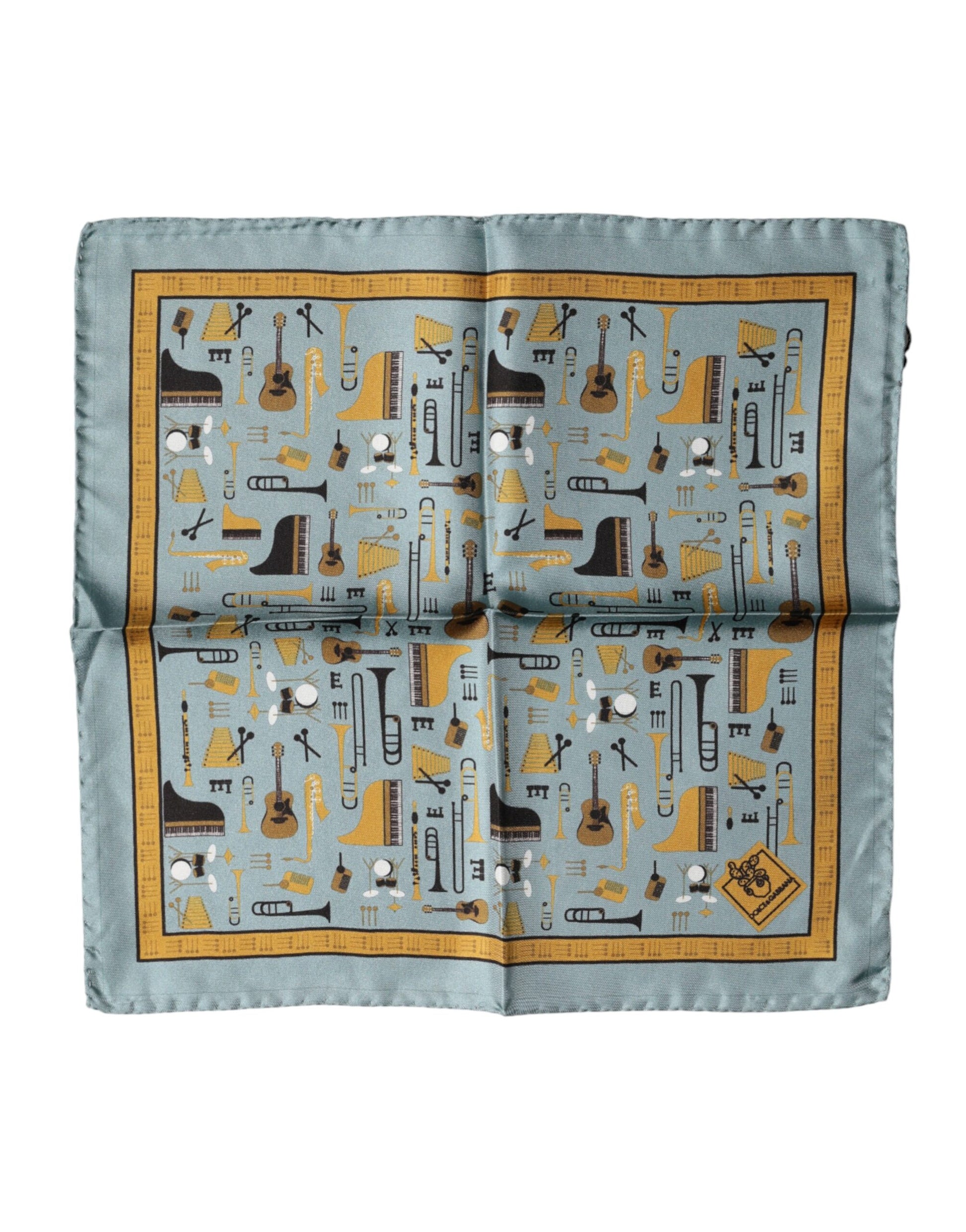 Dolce & Gabbana Blue Jazz Club Square Handkerchief Scarf | Regal Royce