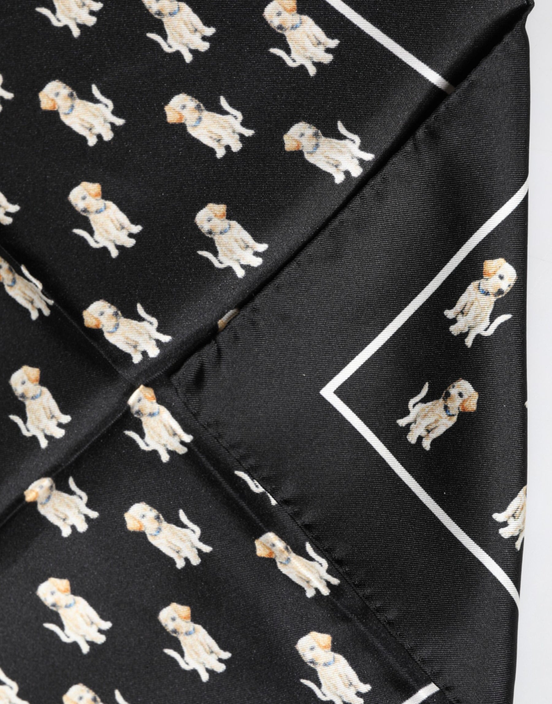 Dolce & Gabbana Black Dog Print Square Handkerchief Scarf | Regal Royce