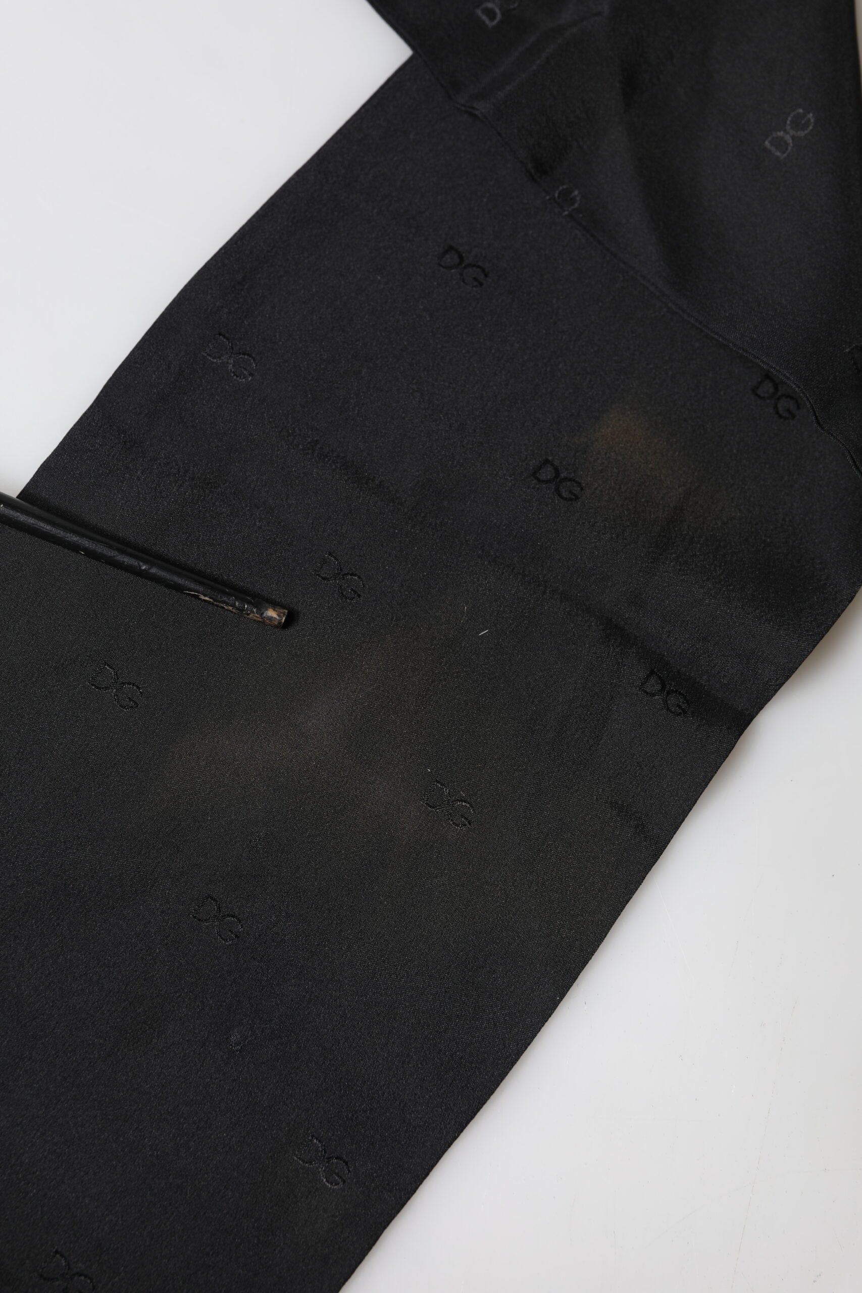 Dolce & Gabbana Black Logo Silk Fringes Neck Foulard Scarf | Regal Royce