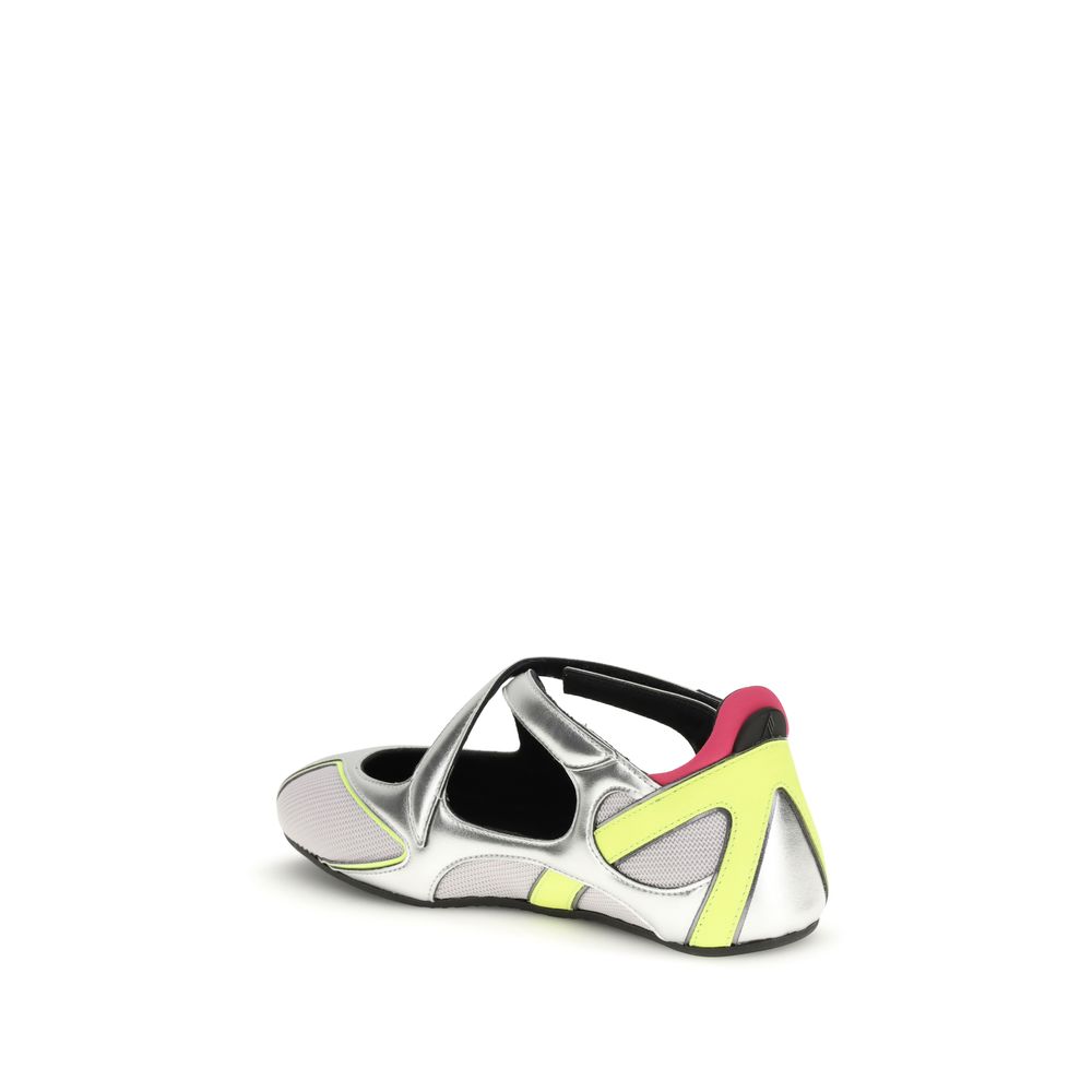 The Attico Silver Polyurethane Ballet Flats | Regal Royce