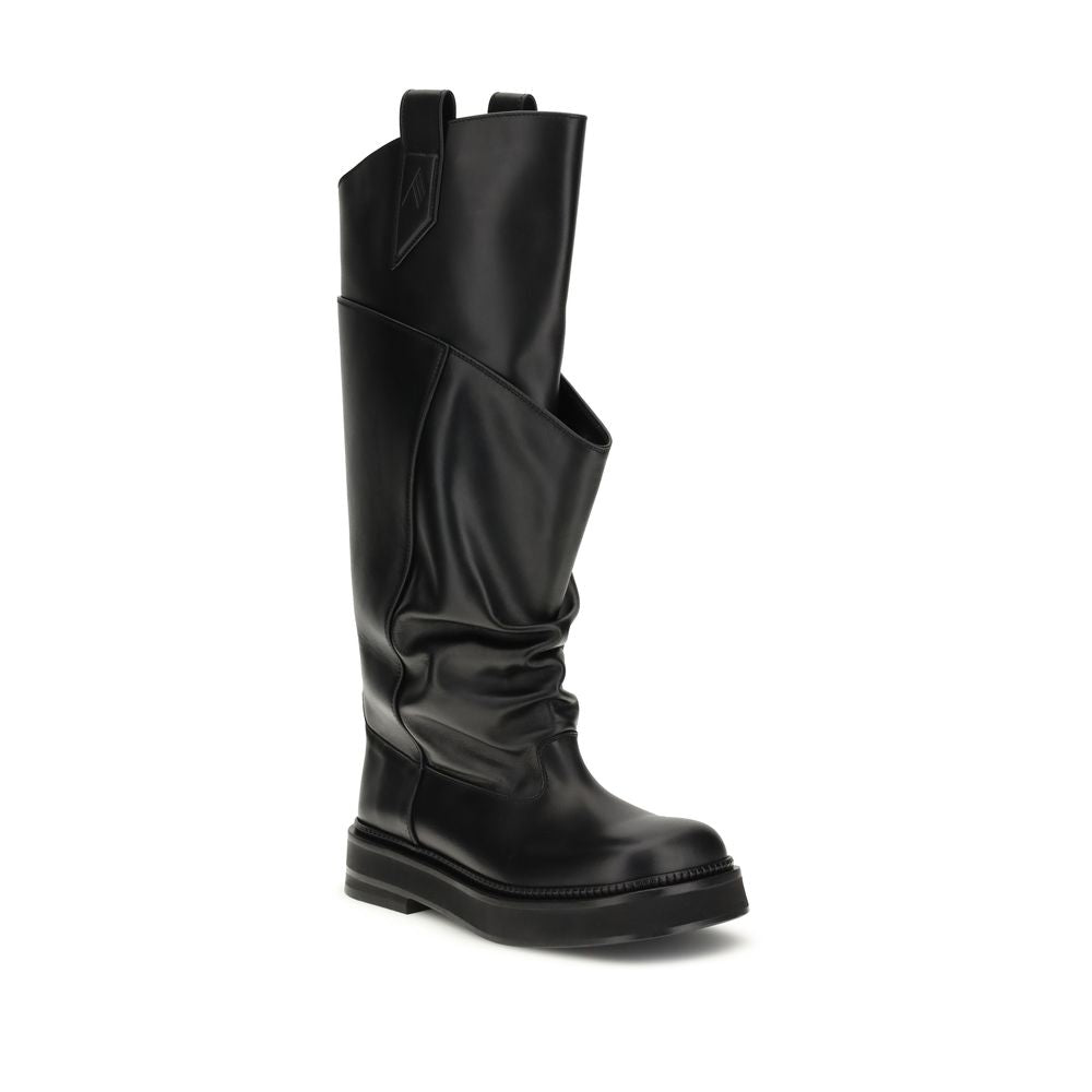 The Attico Black Calf Leather Bos Taurus Boots | Regal Royce