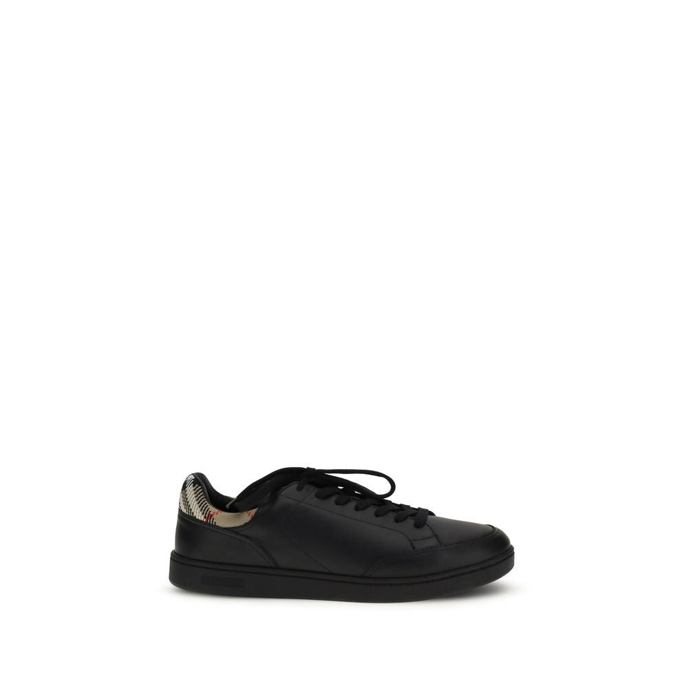 Burberry Black Calf Leather Bos Taurus Low Top Sneakers | Regal Royce