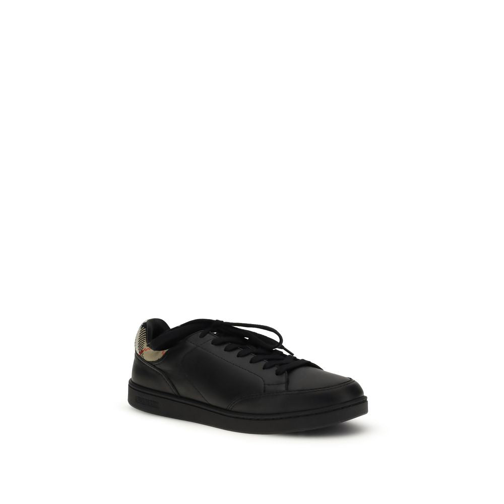 Burberry Black Calf Leather Bos Taurus Low Top Sneakers | Regal Royce
