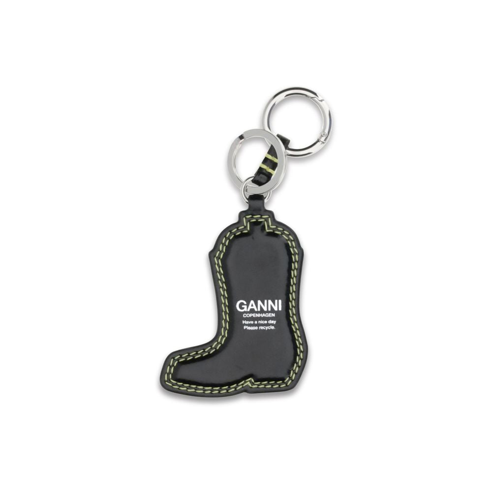 Ganni Black Recycled Leather Keychain | Regal Royce