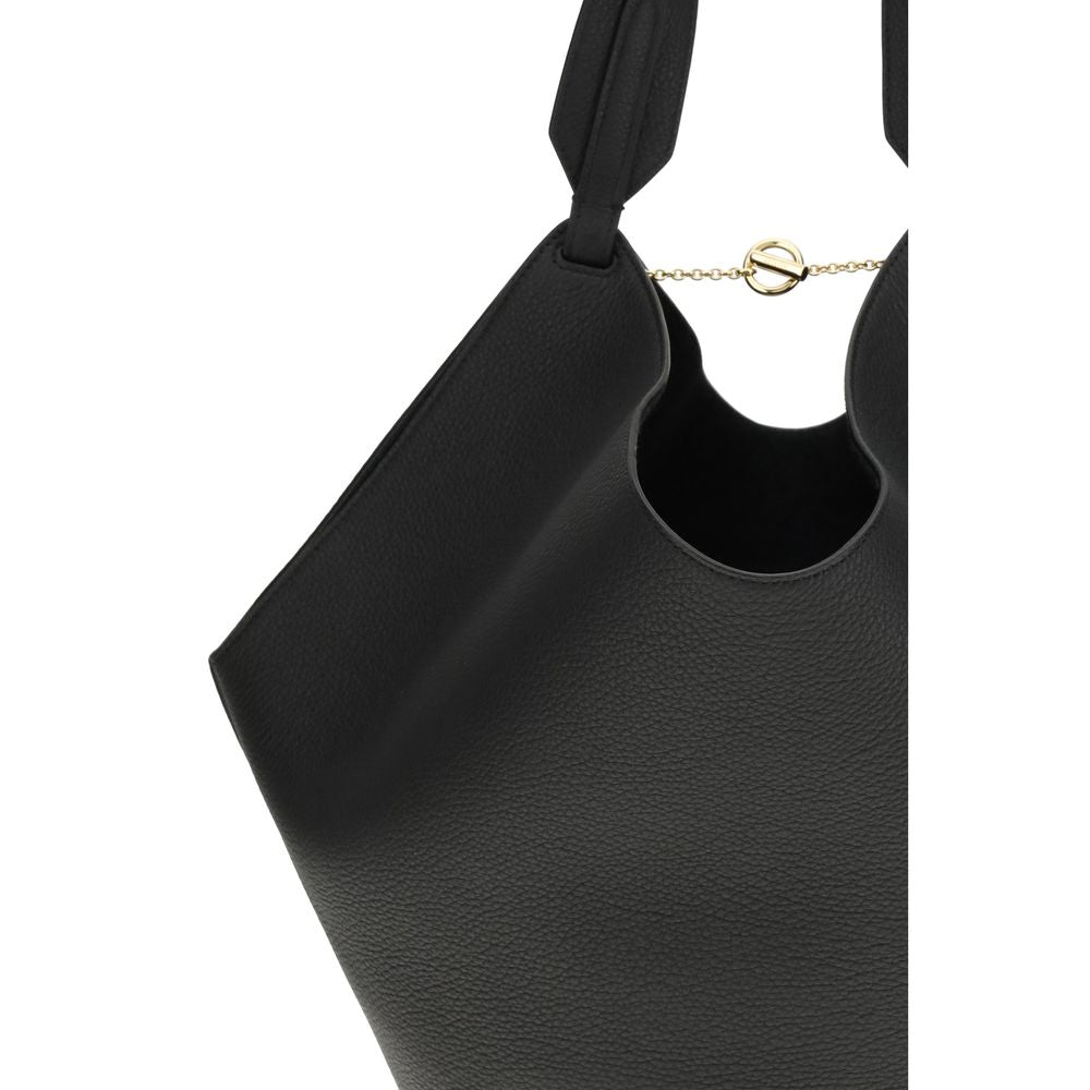 Khaite Black Calf Leather Bos Taurus Shoulder Bag | Regal Royce