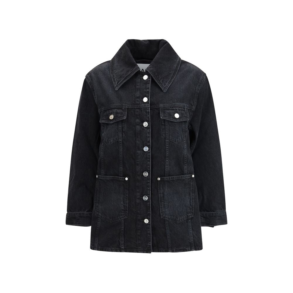 Ganni Black Cotton Denim Jacket | Regal Royce