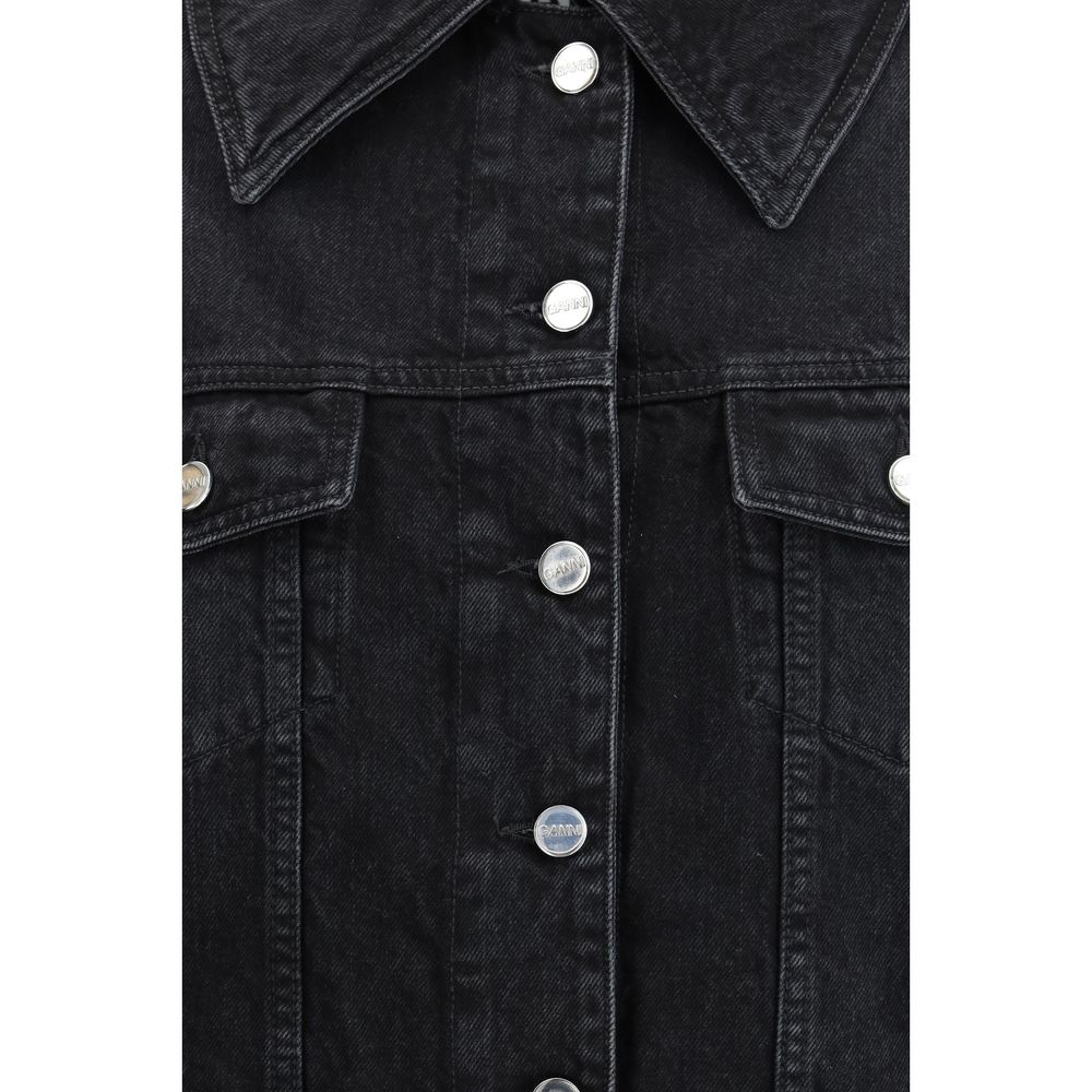 Ganni Black Cotton Denim Jacket | Regal Royce
