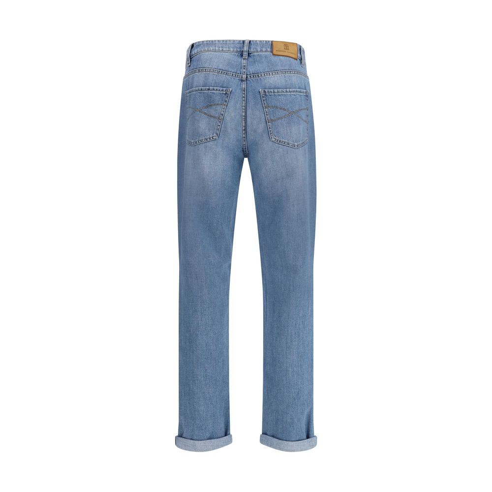 Brunello Cucinelli Blue Cotton Straight-Leg Jeans | Regal Royce