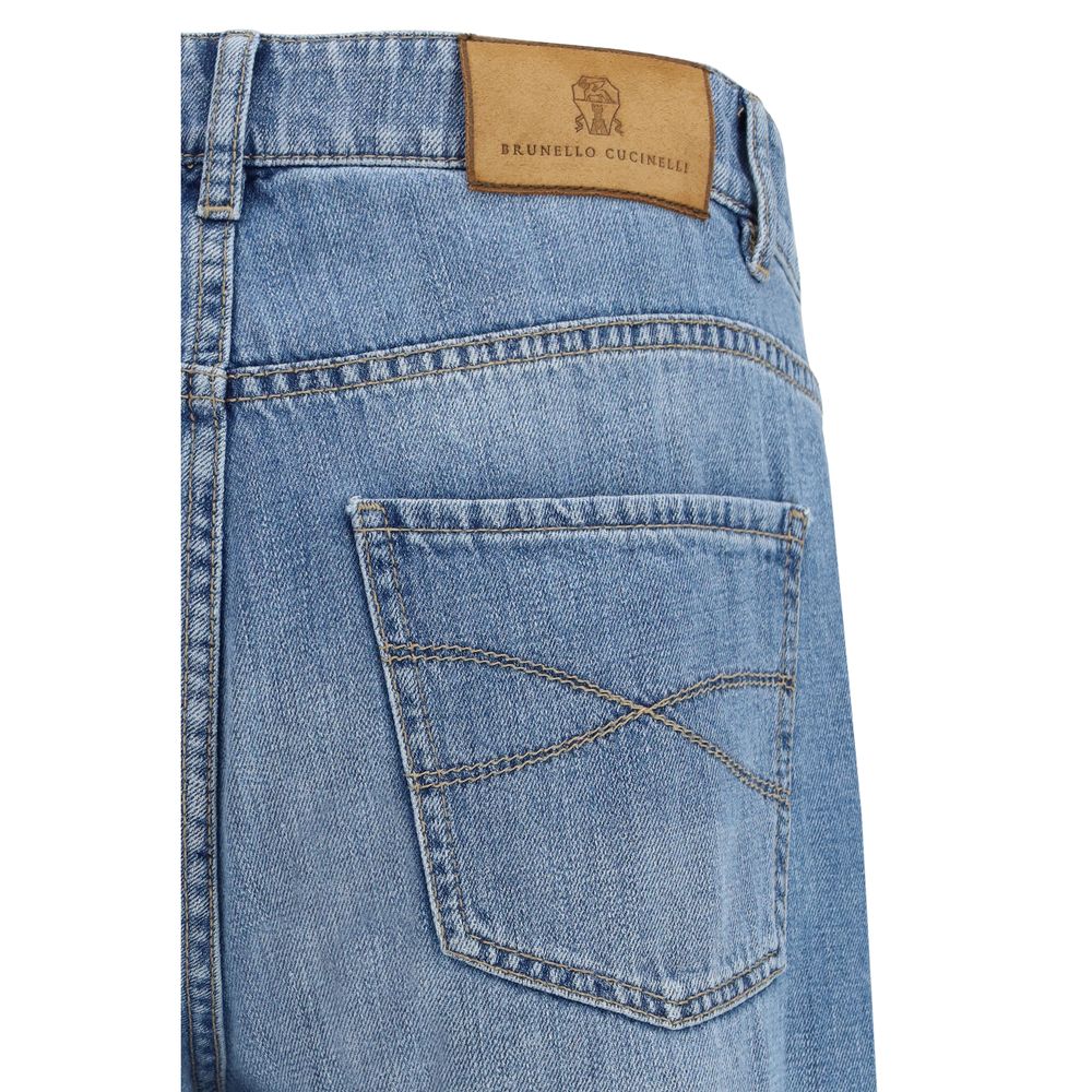 Brunello Cucinelli Blue Cotton Straight-Leg Jeans | Regal Royce