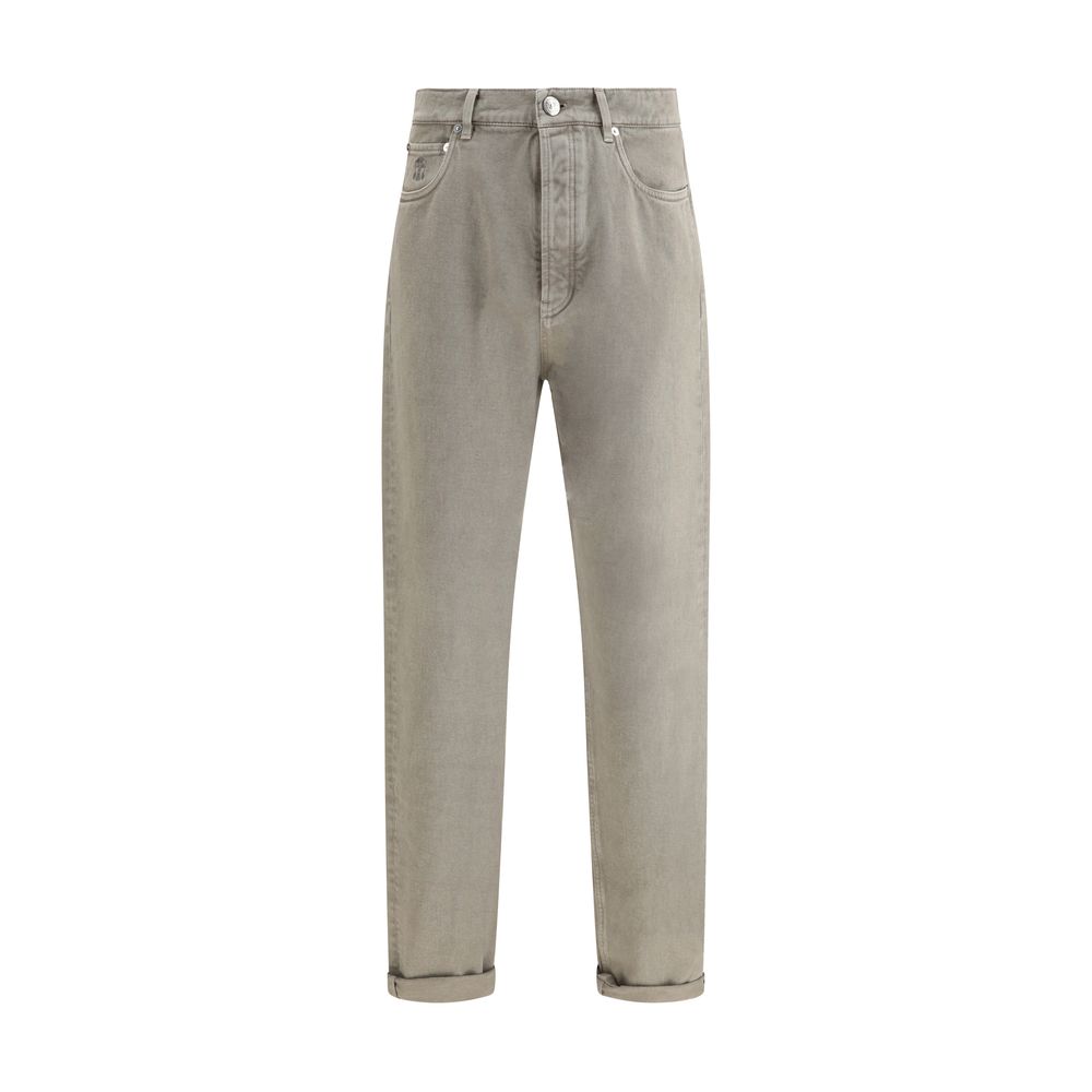 Brunello Cucinelli Bicolor Cotton Straight-Leg Jeans | Regal Royce