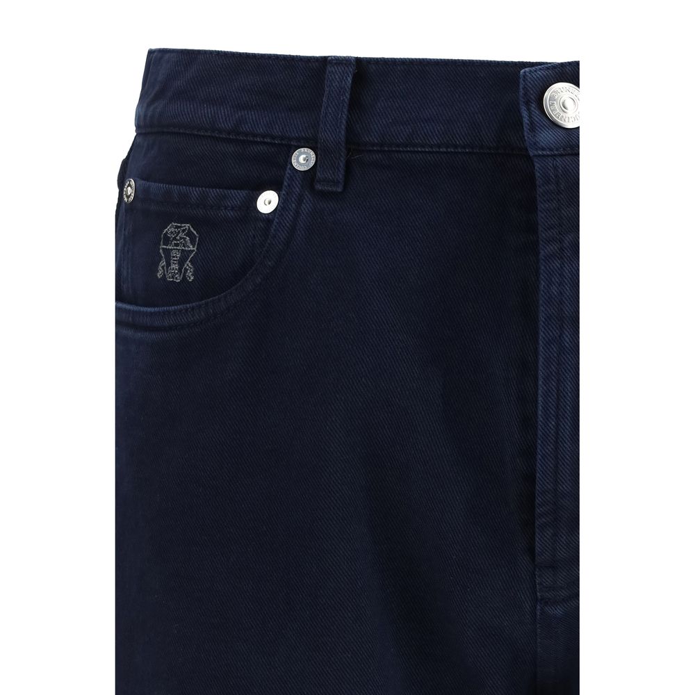 Brunello Cucinelli Blue Cotton Straight-Leg Jeans | Regal Royce
