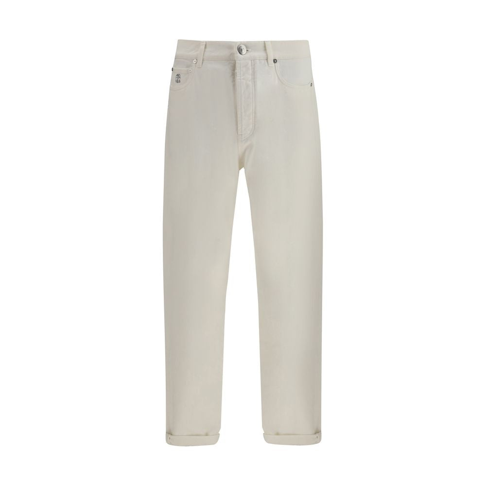 Brunello Cucinelli White Cotton Straight-Leg Jeans | Regal Royce