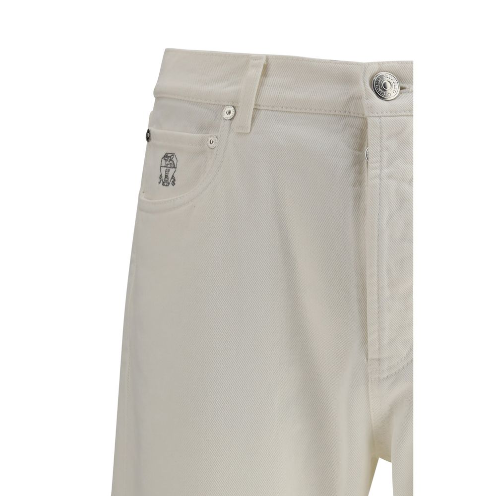 Brunello Cucinelli White Cotton Straight-Leg Jeans | Regal Royce