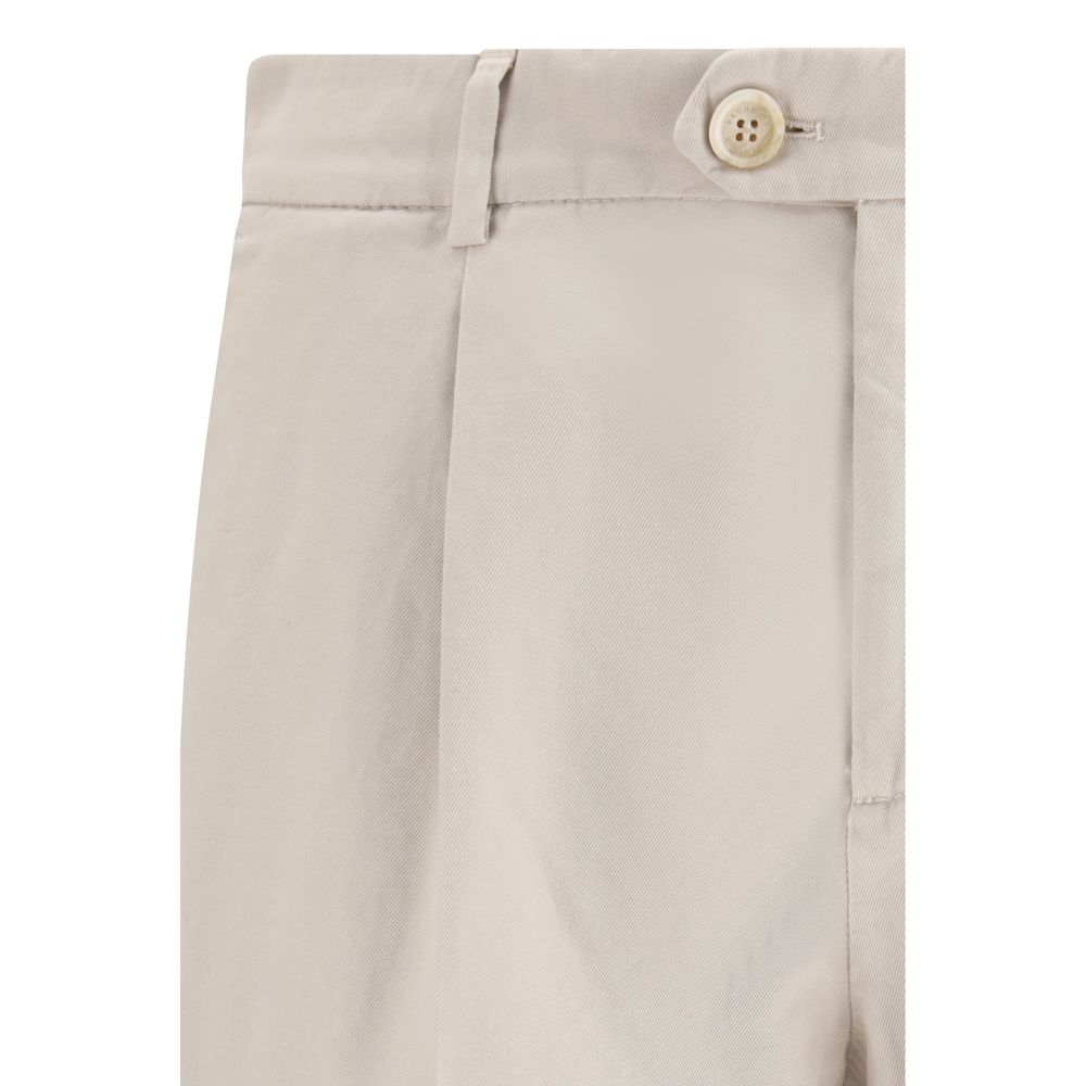 Brunello Cucinelli Cream Cotton Casual Pants | Regal Royce
