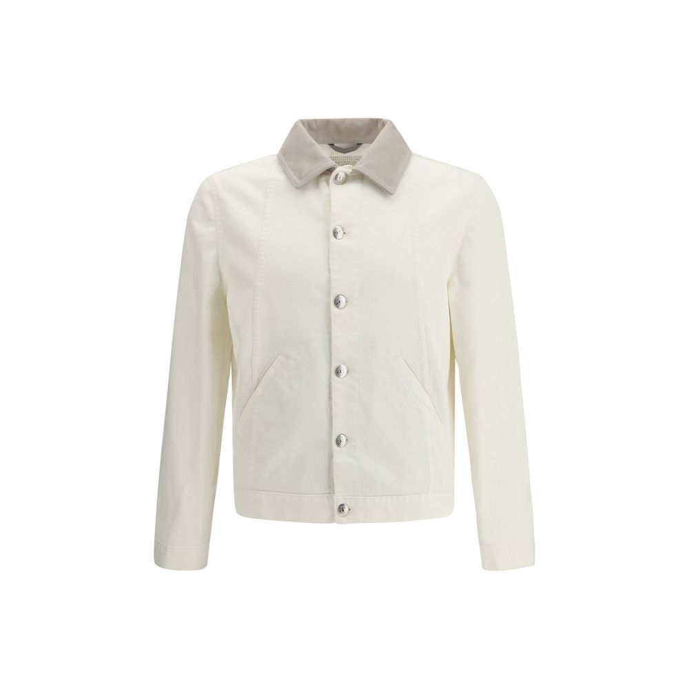Brunello Cucinelli White Cotton Denim Jacket | Regal Royce