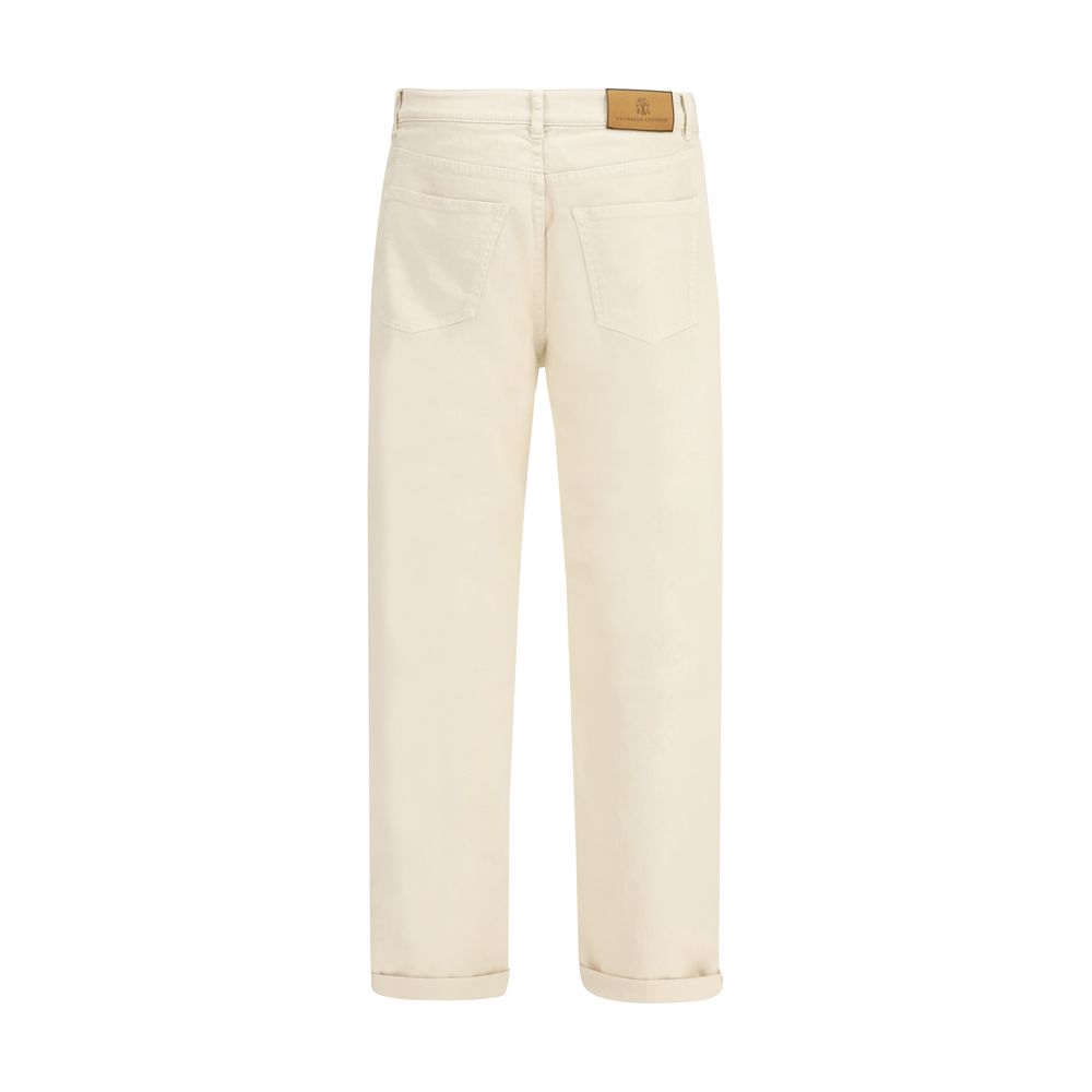 Brunello Cucinelli White Cotton High-Waisted Jean | Regal Royce