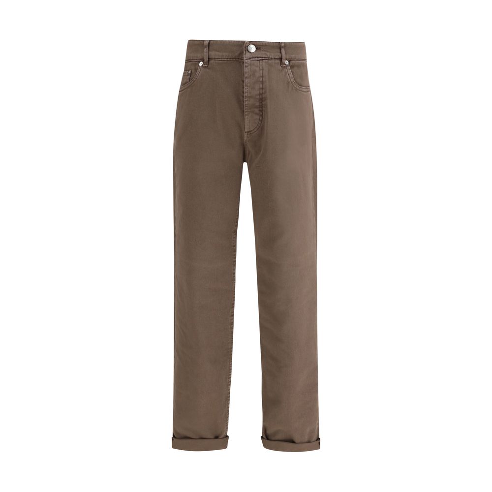 Brunello Cucinelli Brown Cotton Relaxed Fit Jeans | Regal Royce
