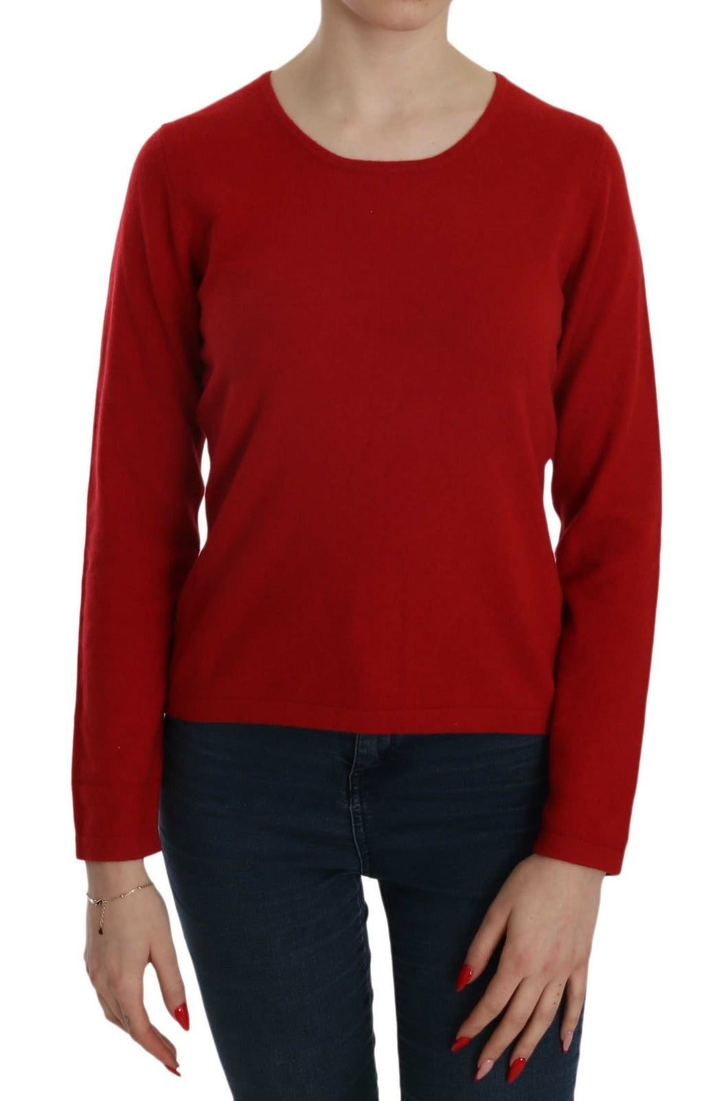 MILA SCHÖN Cashmere Red Round Neck Pullover Top Sweater | Regal Royce