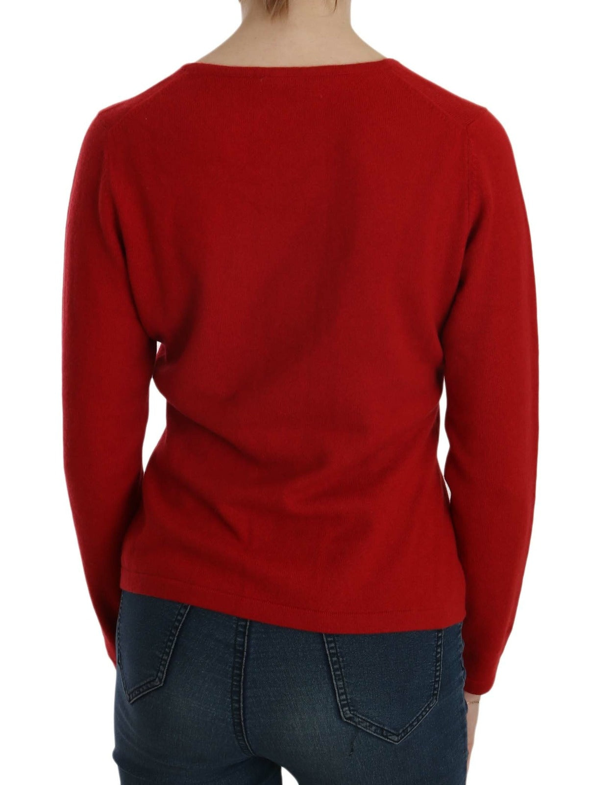 MILA SCHÖN Cashmere Red Round Neck Pullover Top Sweater | Regal Royce