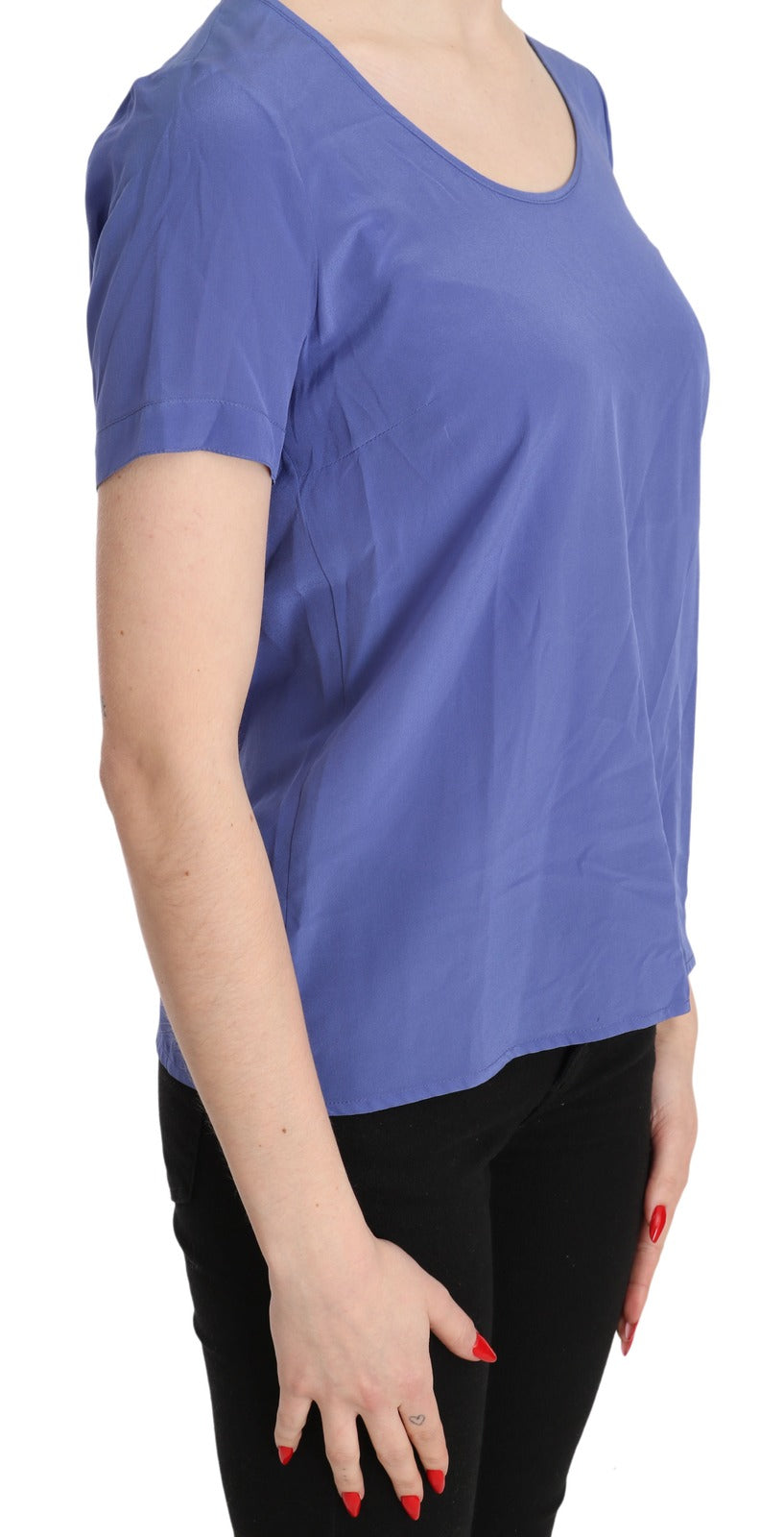 Patrizia Pepe Silk Purple Short Sleeve Casual Top Blouse | Regal Royce