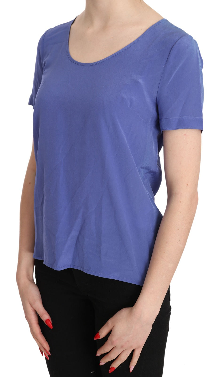 Patrizia Pepe Silk Purple Short Sleeve Casual Top Blouse | Regal Royce